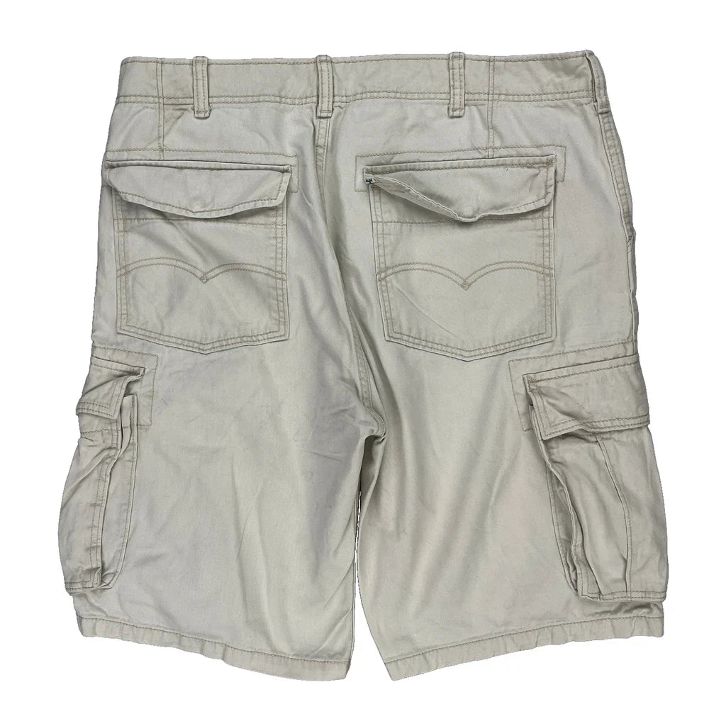 Levis Cargo Shorts - 36W 10L Beige Cotton Refurbished - Thrifted (note: this is a term often used to describe second- refurbished available on Cerqular