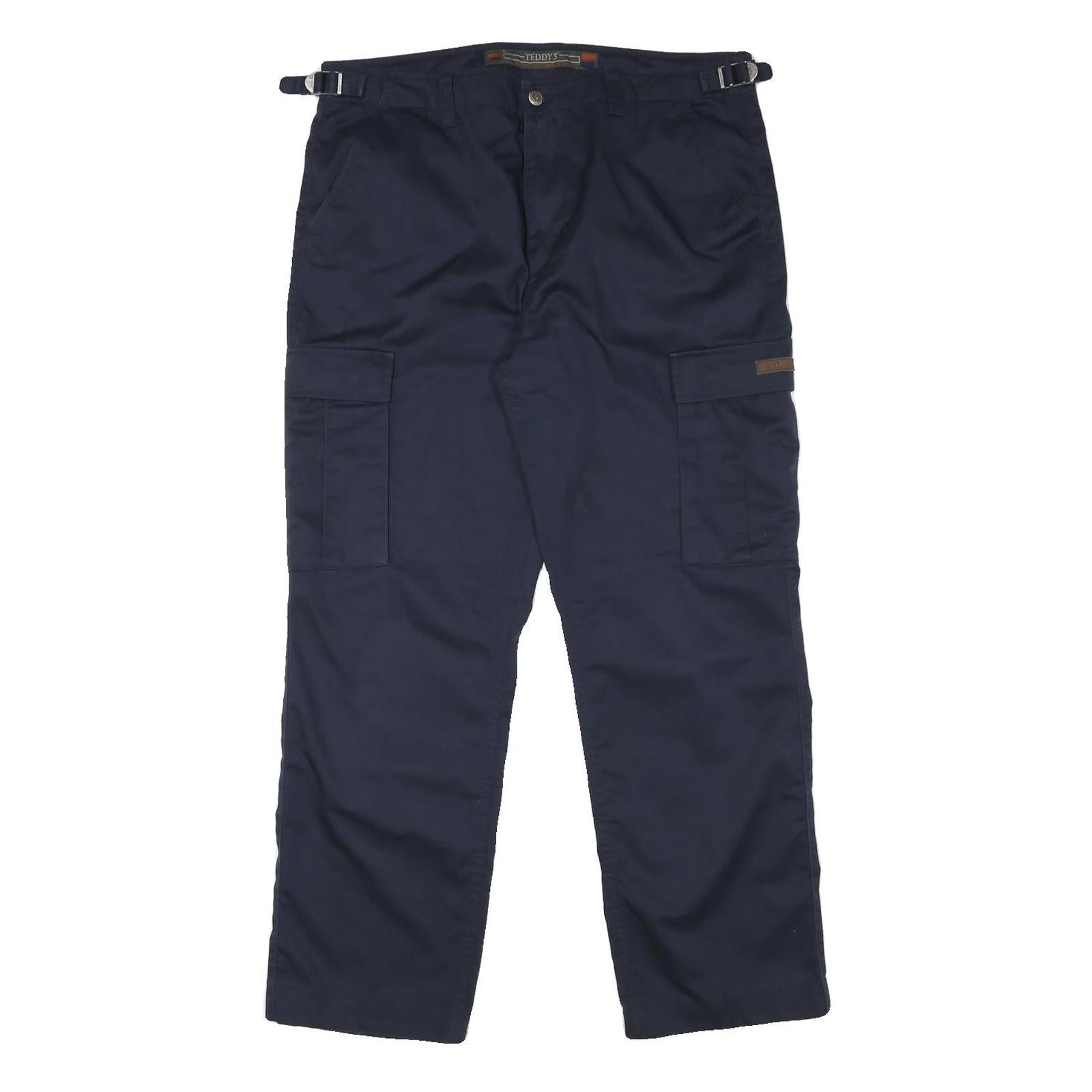 TEDDYS Mens Regular Navy Blue Cotton Blend Zip Cargo Trousers W36 L30 Casual Refurbished - N/A refurbished available on Cerqular