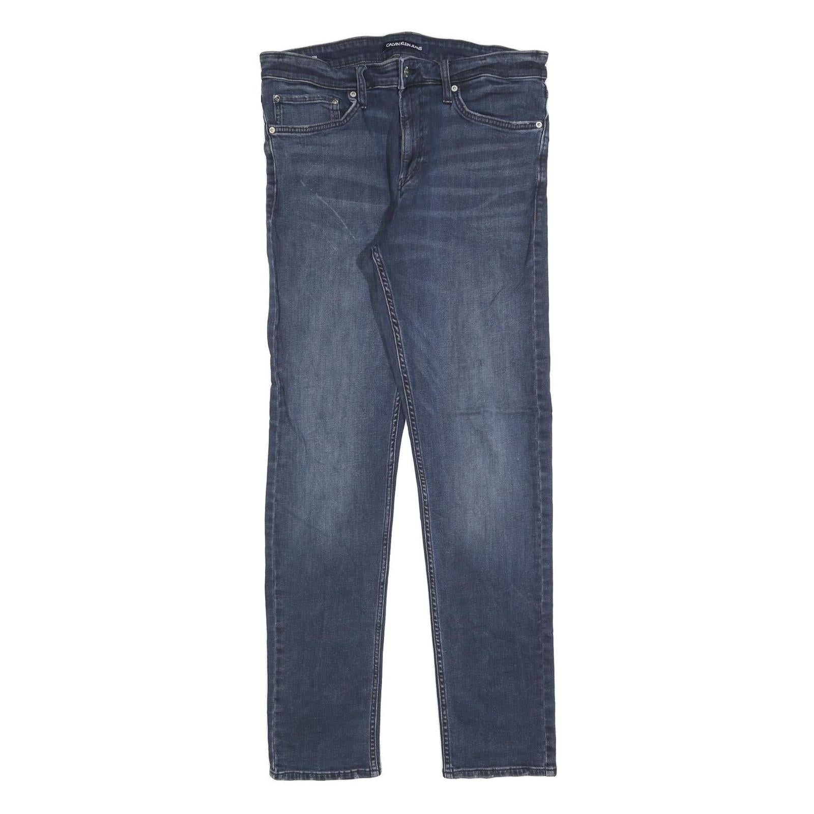 CALVIN KLEIN JEANS Mens Blue Slim Skinny Denim W33 L32 Zip Cotton Blend Stretch Refurbished - N/A refurbished available on Cerqular