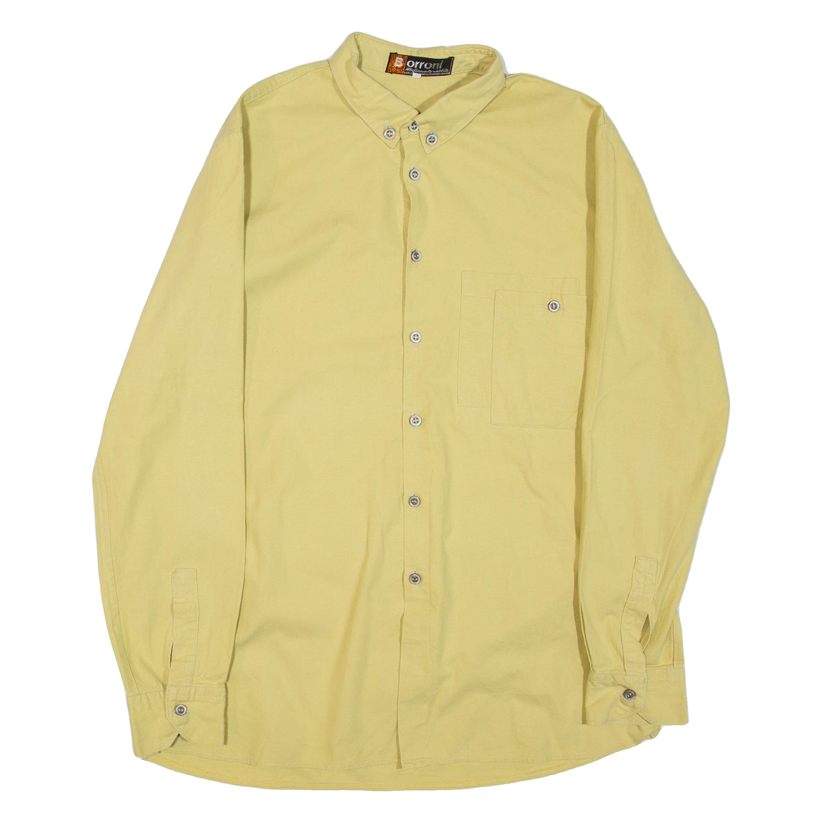 BORRONI Mens Plain Shirt Yellow Long Sleeve L Refurbished - N/A refurbished available on Cerqular