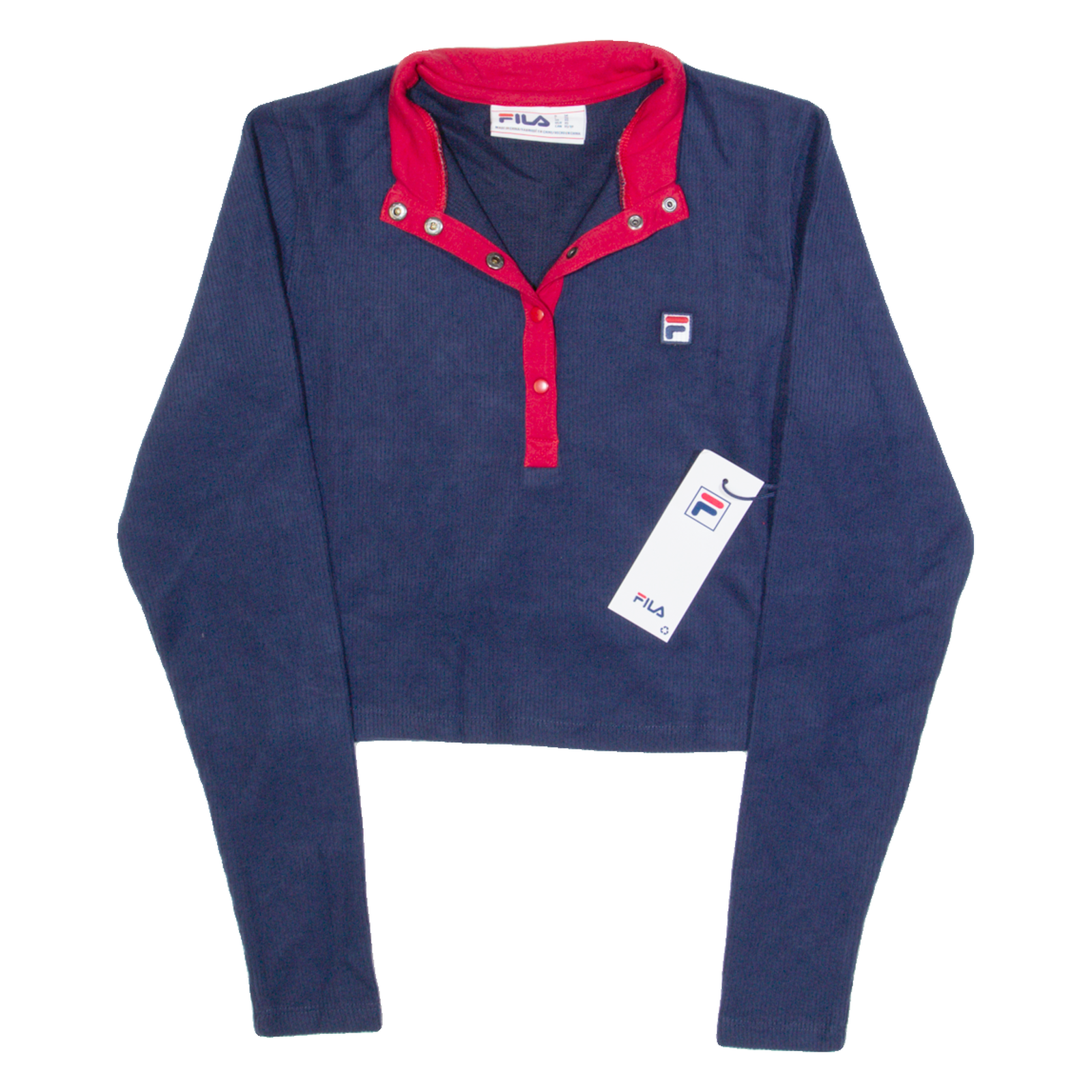 FILA Womens Cropped Top Blue 1/4 Zip Long Sleeve XS Refurbished - N/A refurbished available on Cerqular