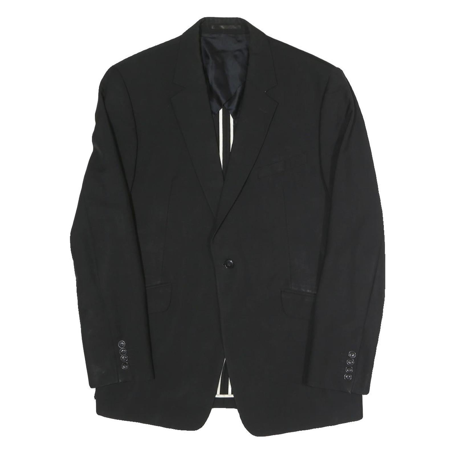 REISS Mens Black Classic Jacket L Polyester Blend Plain Button Closure Tailored Refurbished - N/A refurbished available on Cerqular