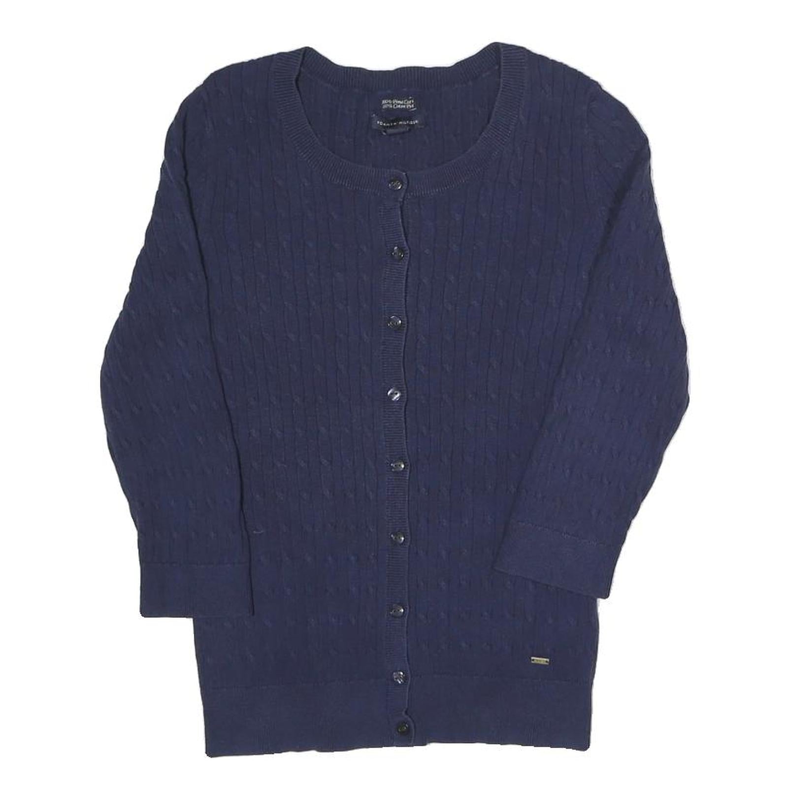 Buy TOMMY HILFIGER Womens Navy Patterned Cotton Blend Cable Knit Cardigan XS Button Refurbished - $54.59 TOMMY HILFIGER Womens Navy Patterned Cotton Blend Cable Knit Cardigan XS Button Refurbished - N/A refurbished available on Cerqular