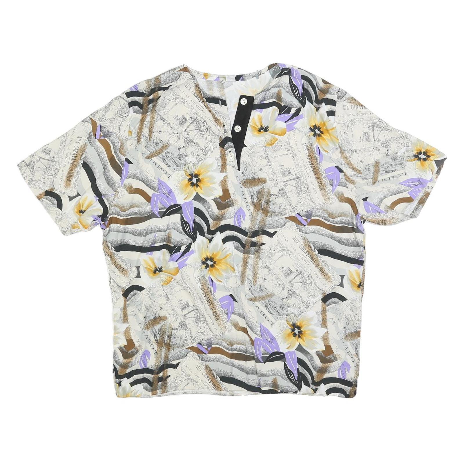 SCHILD Womens White & Purple Printed Top Short Sleeve Round Neck XL Relaxed Fit Refurbished - N/A refurbished available on Cerqular