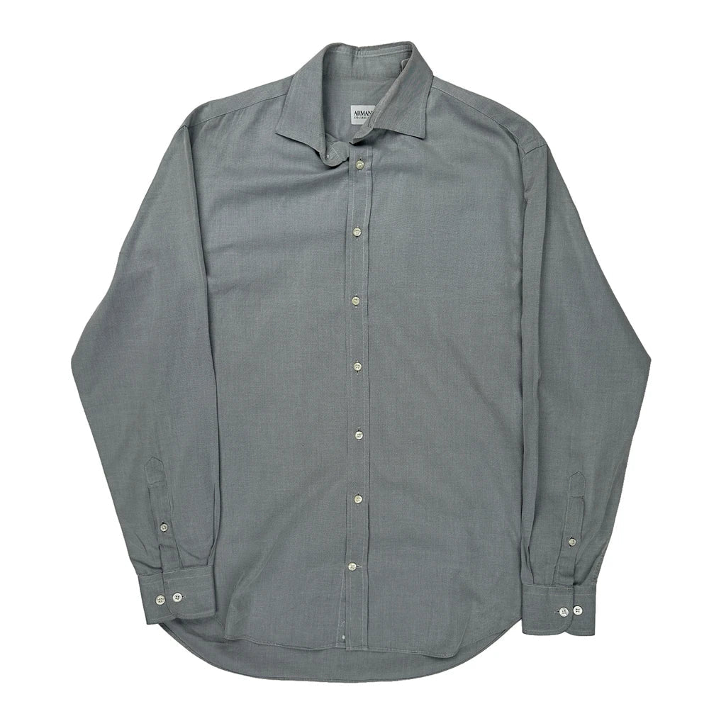 Armani Shirt - Medium Grey Cotton Refurbished - Thrifted (note: this is a term often used to describe second- refurbished available on Cerqular