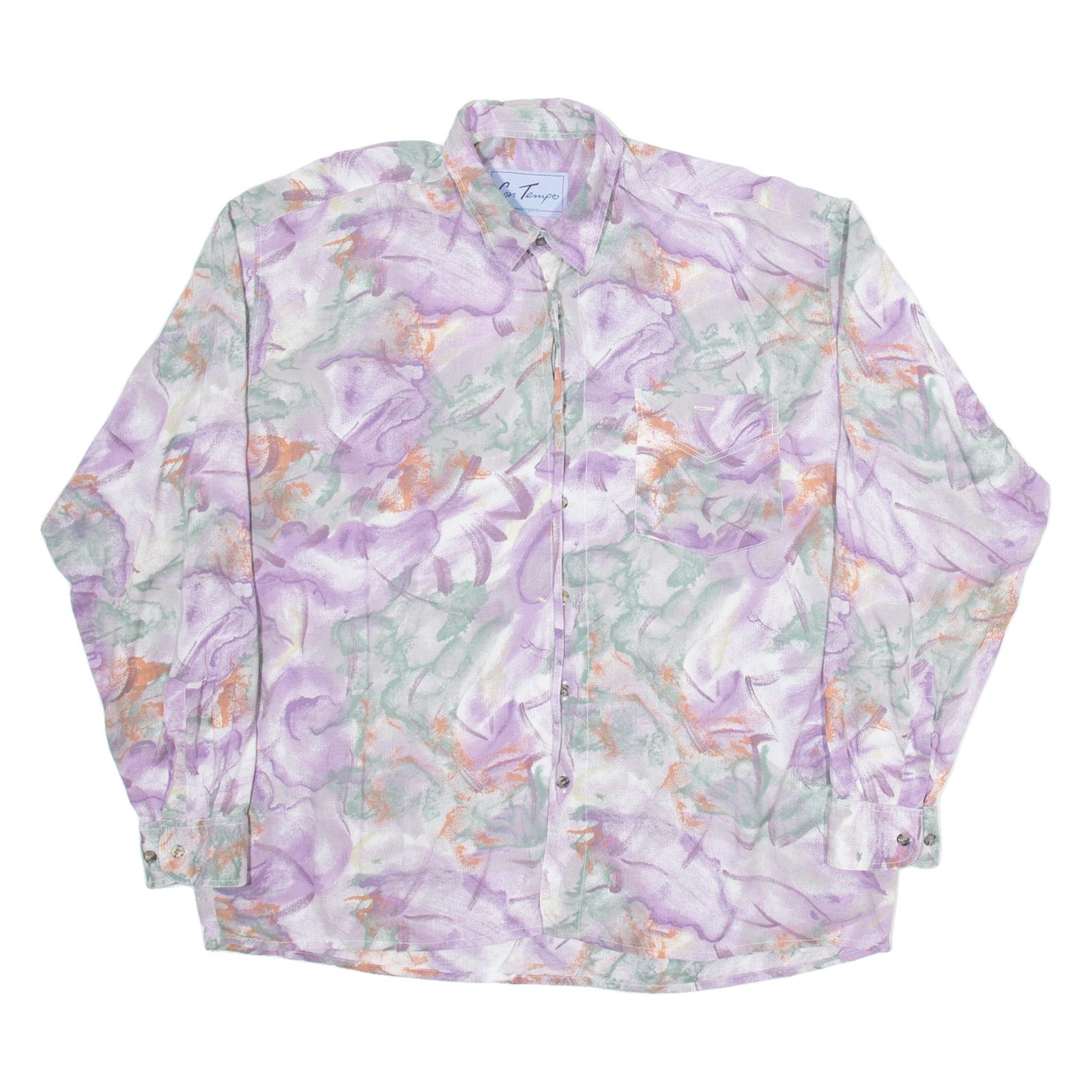 CON TEMPO Womens Shirt Purple Crazy Pattern Long Sleeve XL Refurbished - N/A refurbished available on Cerqular