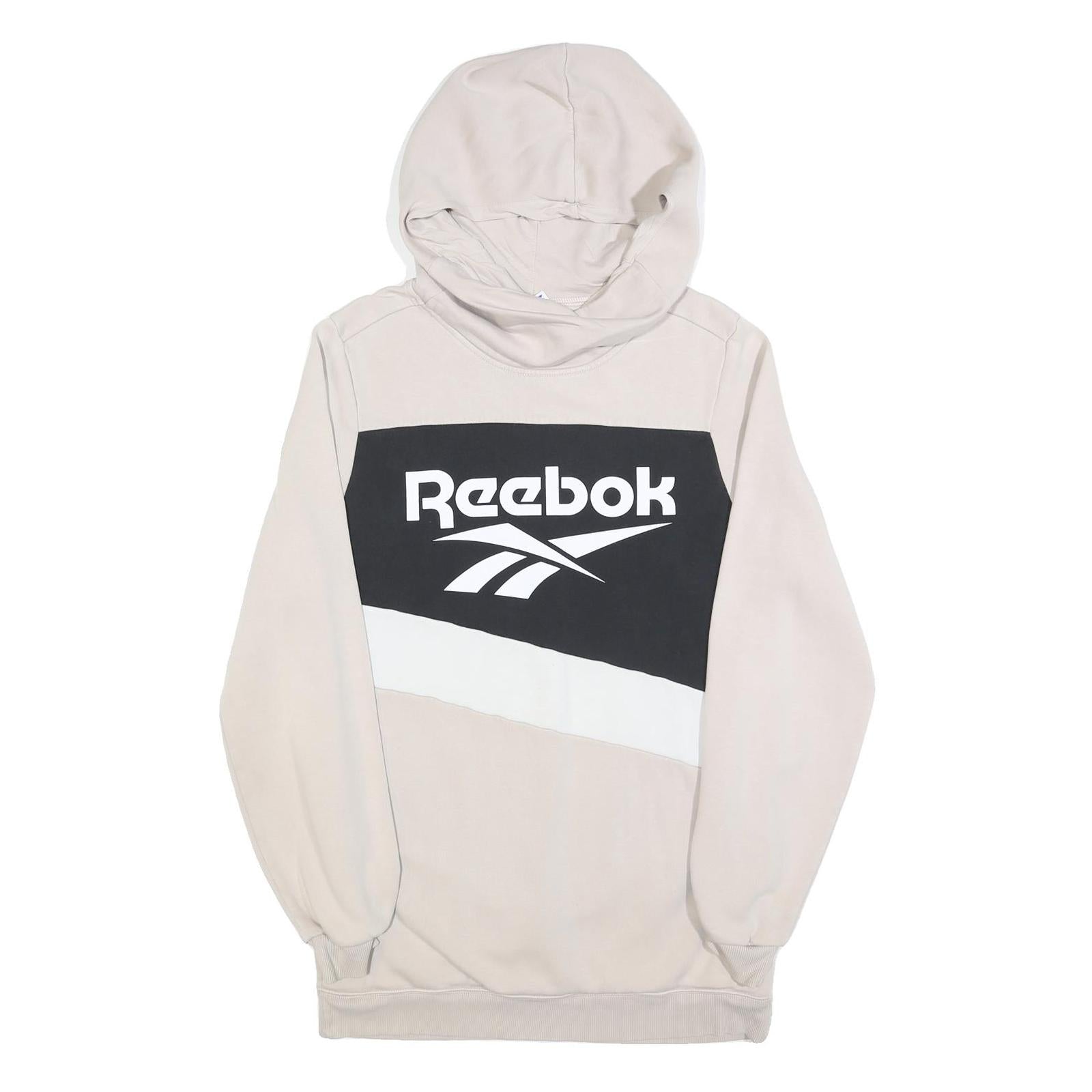 REEBOK Womens Cream Black & White Hoodie Cotton Blend Dress M Casual Sportswear Refurbished - N/A refurbished available on Cerqular