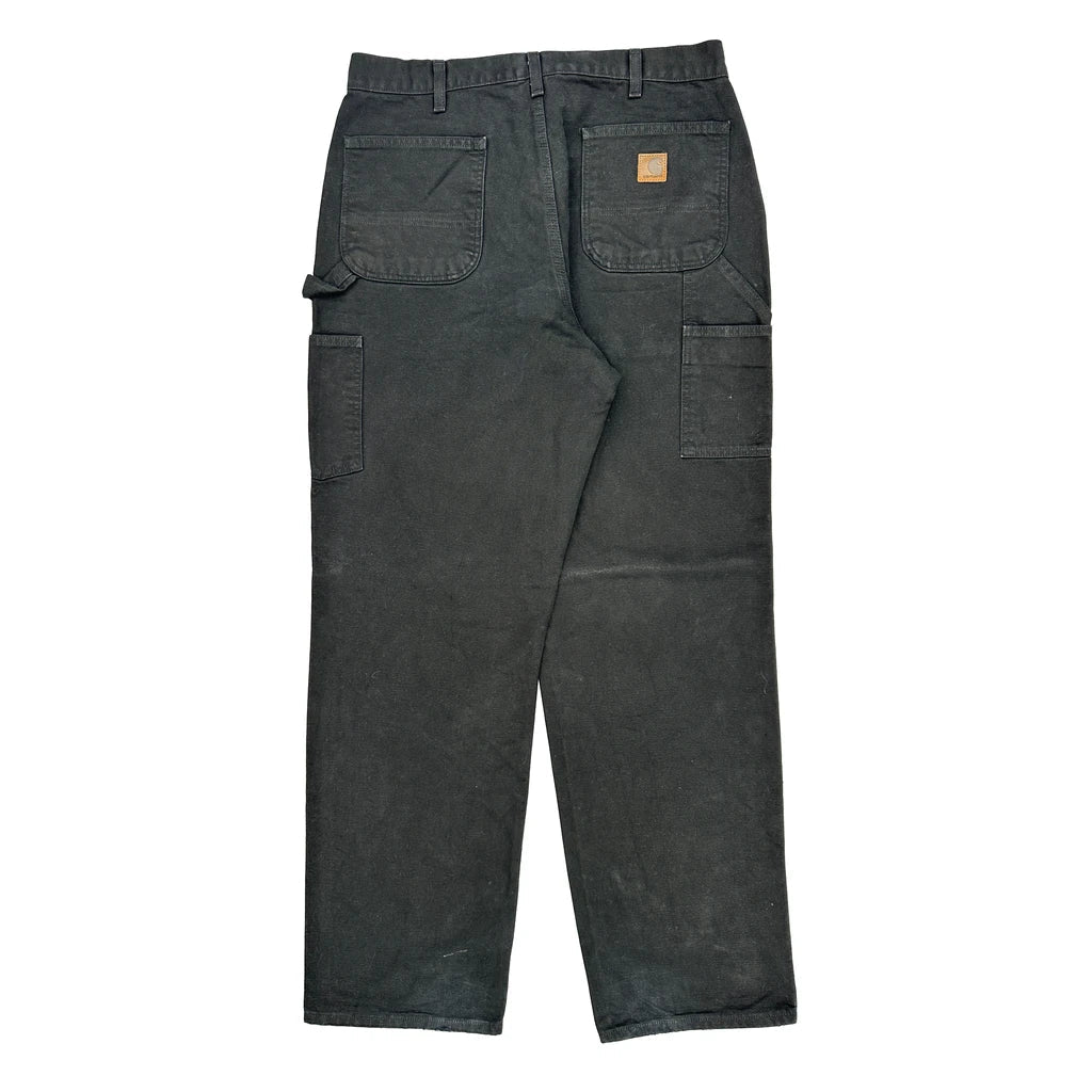 Carhartt Carpenter Trousers - 34W 34L Black Cotton Refurbished - Thrifted (note: this is a term often used to describe second- refurbished available on Cerqular
