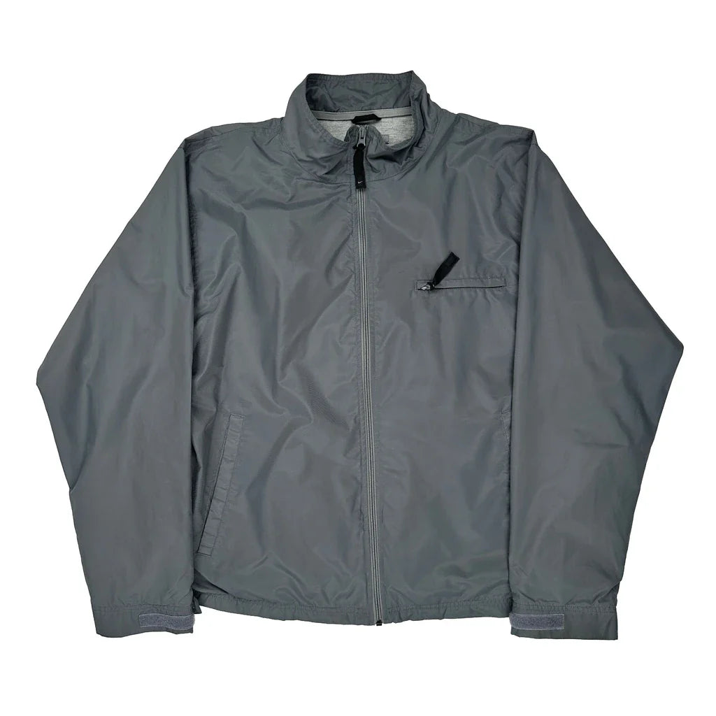 Nike Windbreaker - Medium Grey Polyester Refurbished - Thrifted (note: this is a term often used to describe second- refurbished available on Cerqular