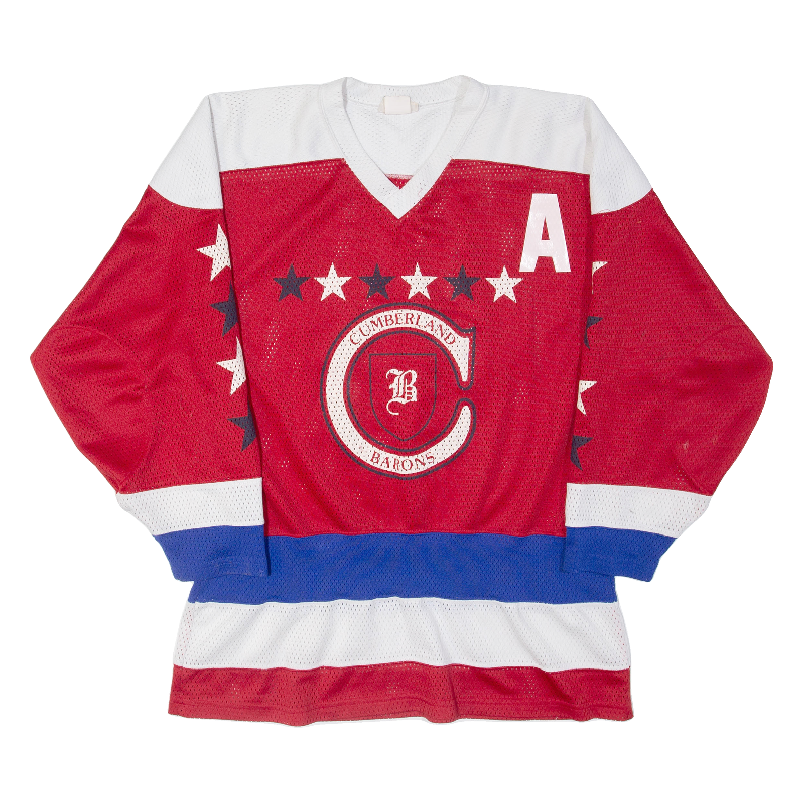 KOBE Cumberland Barons Mens Jersey Red 3/4 Sleeve USA V-Neck L Refurbished - N/A refurbished available on Cerqular