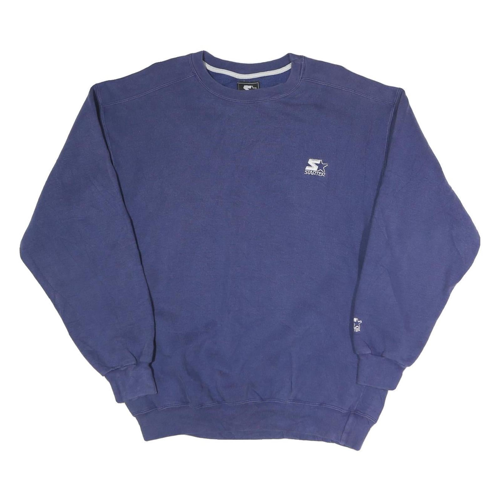 STARTER Mens Blue Crew Neck L Cotton Blend Sweatshirt Pullover Casual Retro Refurbished - N/A refurbished available on Cerqular