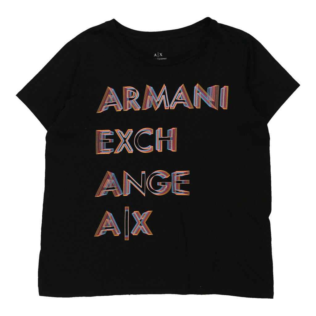 Armani Exchange Spellout T-Shirt - Large Black Cotton | Size: large Refurbished - N/A (Preloved Designer is not a specific brand, it refurbished available on Cerqular
