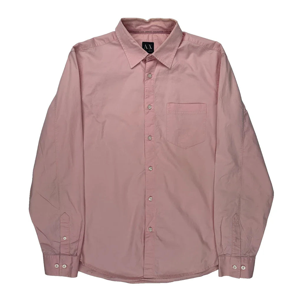 Buy Armani Exchange Shirt - Large Pink Cotton Refurbished - $52.25 Armani Exchange Shirt - Large Pink Cotton Refurbished - Thrifted (note: this is a term often used to describe second- refurbished available on Cerqular