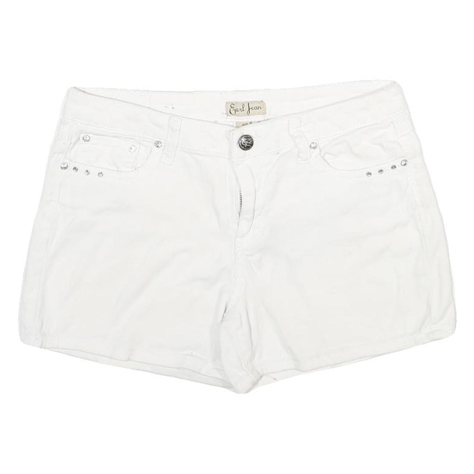 EARL JEAN Womens Shorts White UK 12 W32 Cotton Blend Studded Embellished Refurbished - N/A refurbished available on Cerqular