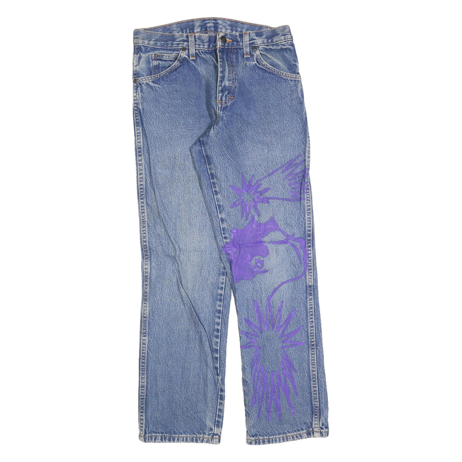 DICKIES Mens Jeans Blue Regular Straight Denim Medium W29 L30 Painted Design Refurbished - N/A refurbished available on Cerqular