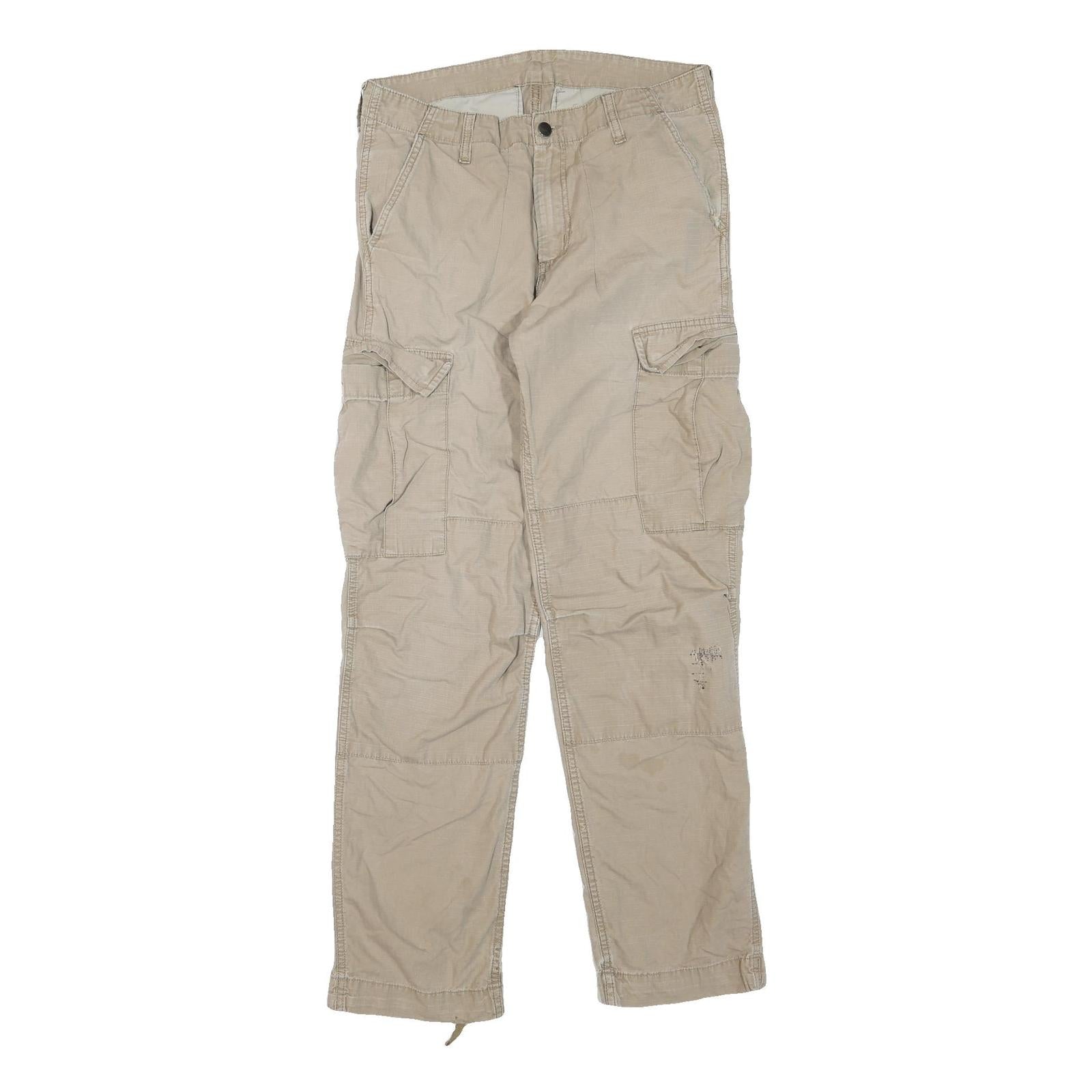 CARHARTT Mens Regular Beige Cargo Cotton Blend Trousers W32 L32 Workwear Refurbished - N/A refurbished available on Cerqular