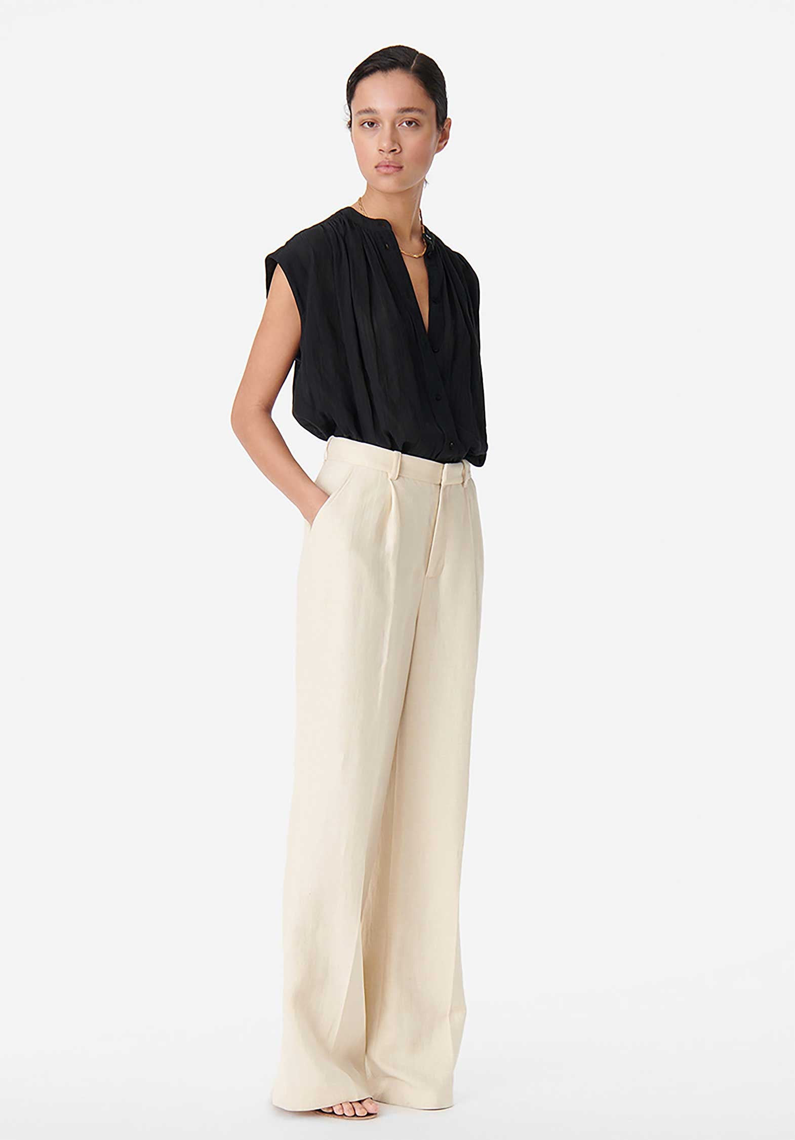 Pants 4eva44-v04017 Beige-Ivory | Color: BEIGE IVORY | Size: FR-38 Refurbished - N/A (I could not find a well-known brand with this name refurbished available on Cerqular