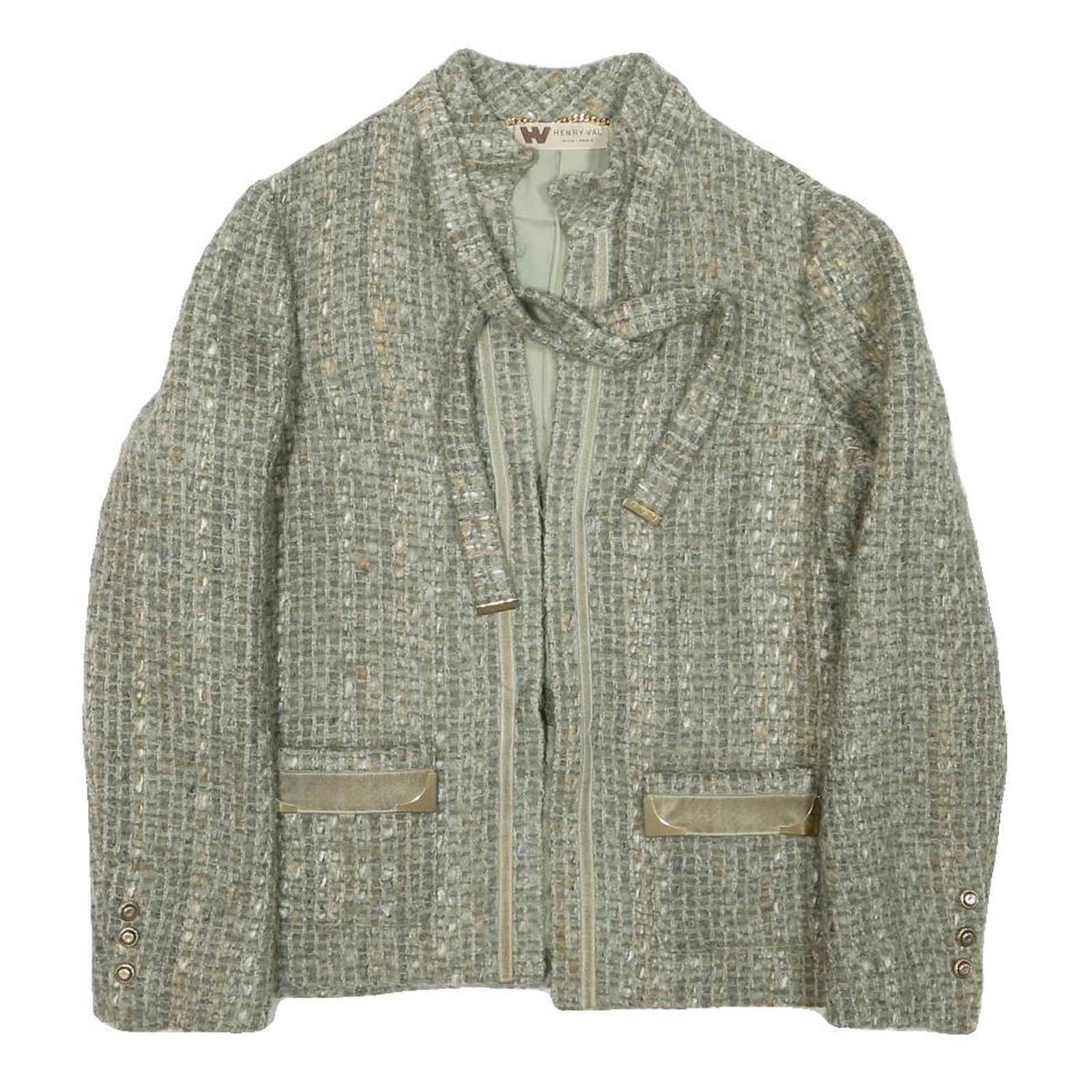 HENRY VAL Womens Grey Wool Blend Button Jacket S Woven Stylish Lightweight Refurbished - N/A refurbished available on Cerqular