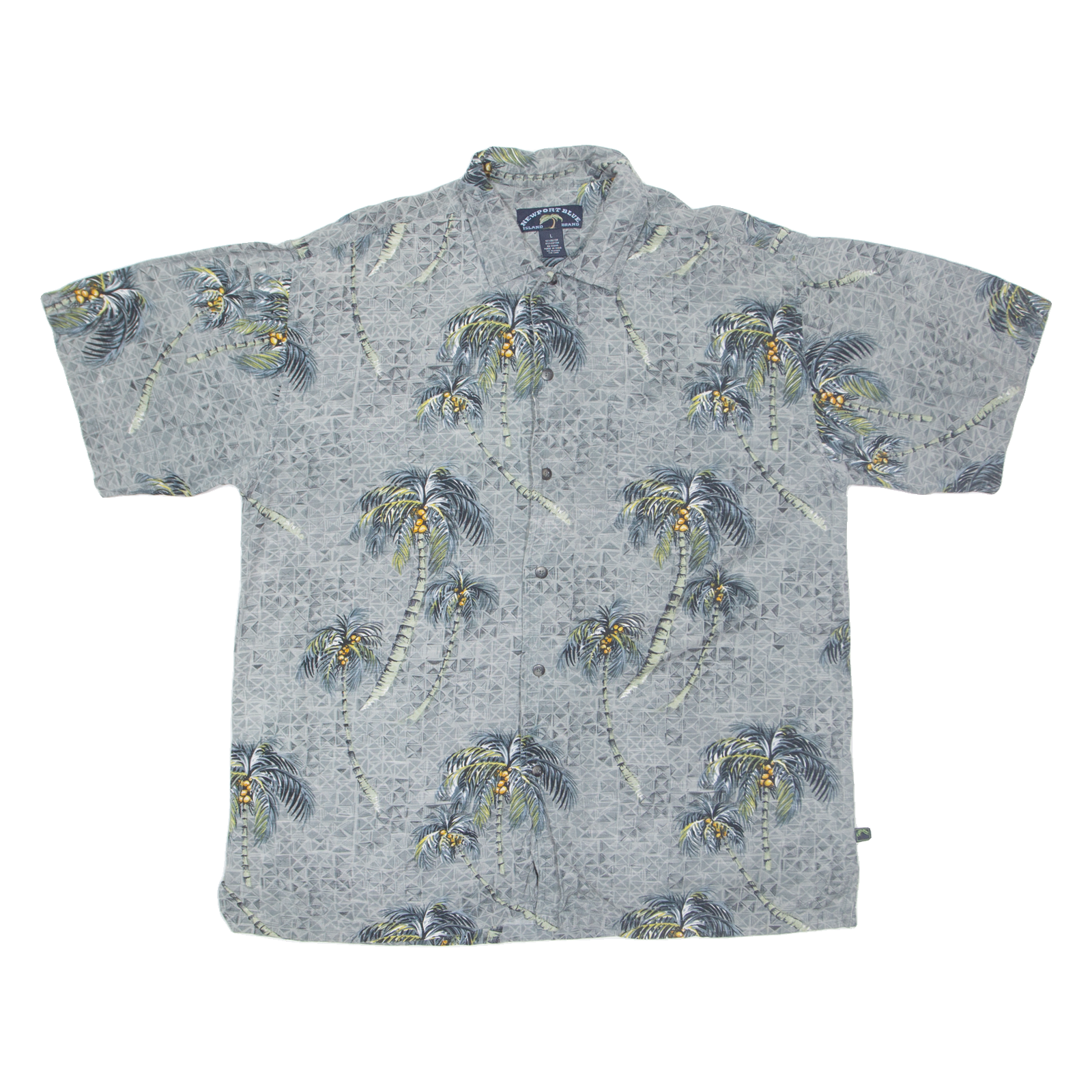 NEWPORT BLUE Mens Hawaiian Shirt Grey Crazy Pattern L Refurbished - N/A refurbished available on Cerqular