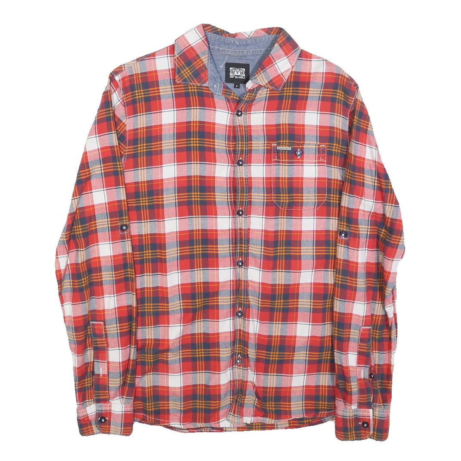 ANIMAL Mens Red & Orange Check Shirt S Casual Cotton Blend Lightweight Long Refurbished - N/A refurbished available on Cerqular