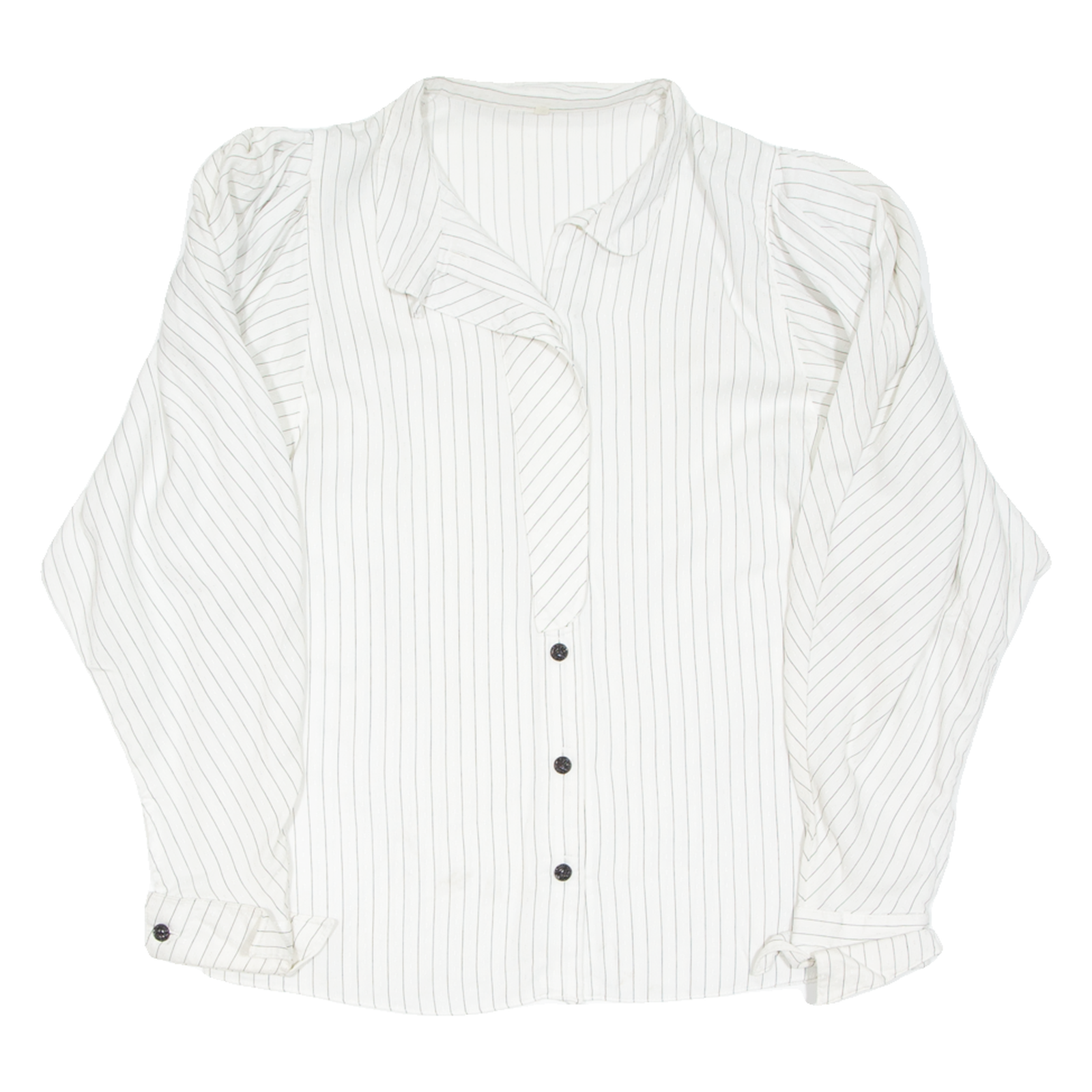 Womens Printed Blouse White Collared Long Sleeve Striped M Refurbished - N/A refurbished available on Cerqular