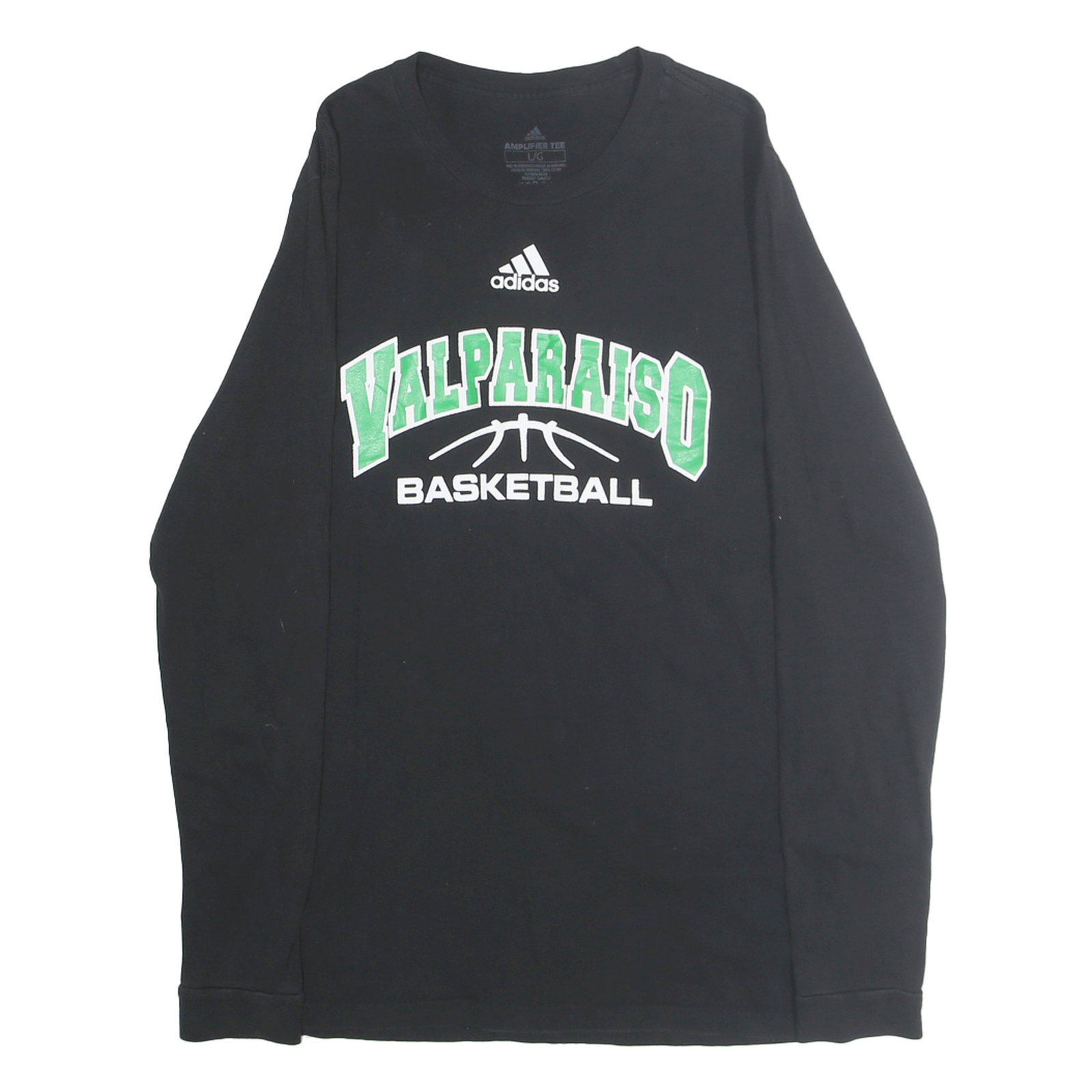 ADIDAS Mens Black & Green Valparaiso Basketball Long Sleeve Crew Neck T-Shirt L Refurbished - N/A refurbished available on Cerqular