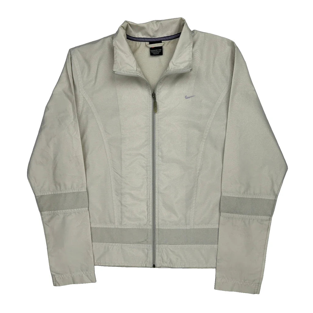 Nike Jacket - Medium Cream Polyester Refurbished - Thrifted (note: this is a term often used to describe second- refurbished available on Cerqular