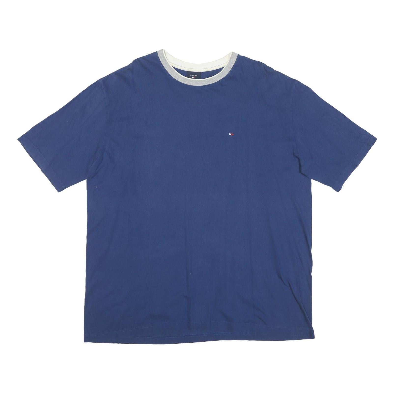 TOMMY HILFIGER Mens Blue Crew Neck T-Shirt XL Cotton Blend Casual Short Sleeve Refurbished - N/A refurbished available on Cerqular