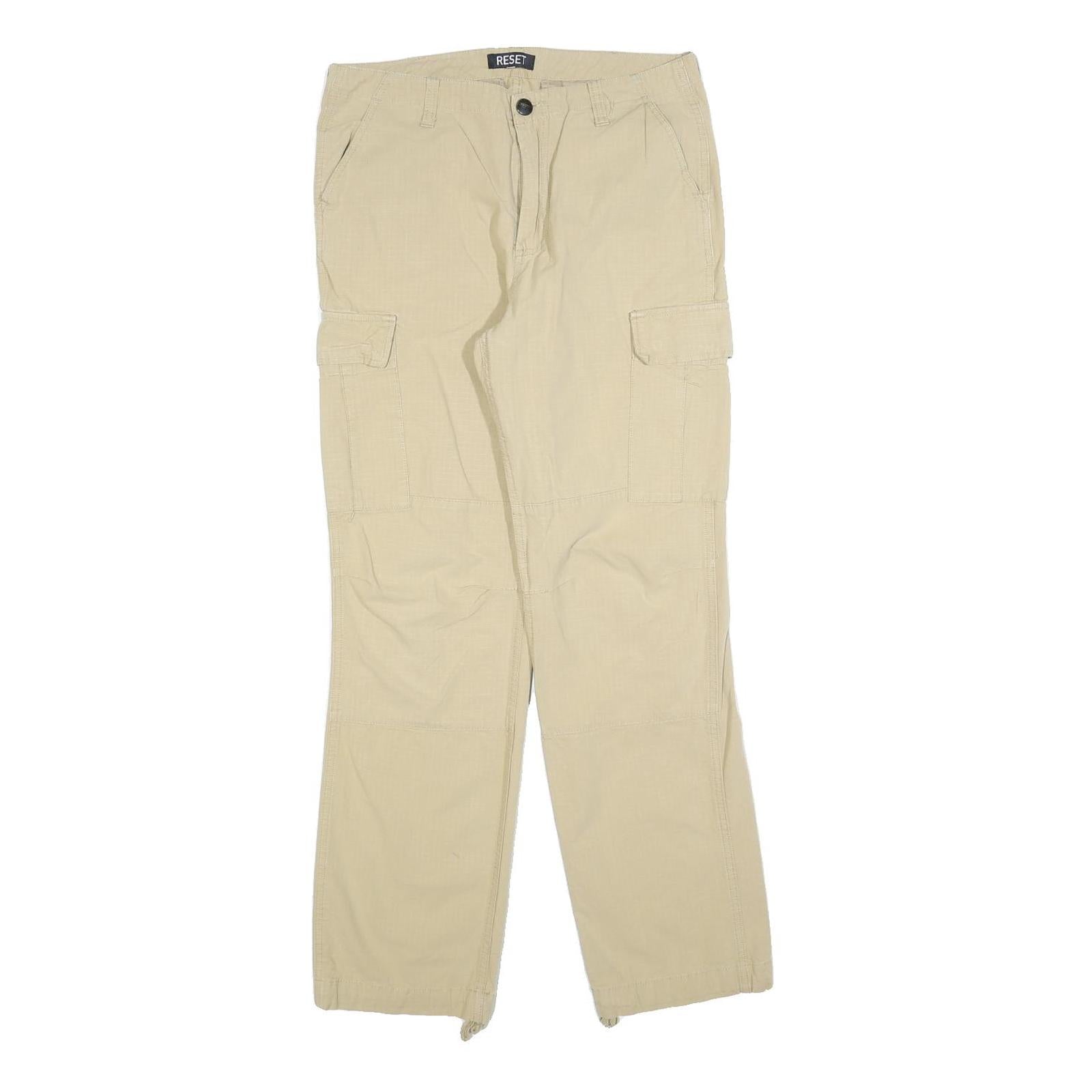 RESET Womens Cotton Blend Beige Regular Cargo Trousers W30 L30 Casual Zip Refurbished - N/A refurbished available on Cerqular