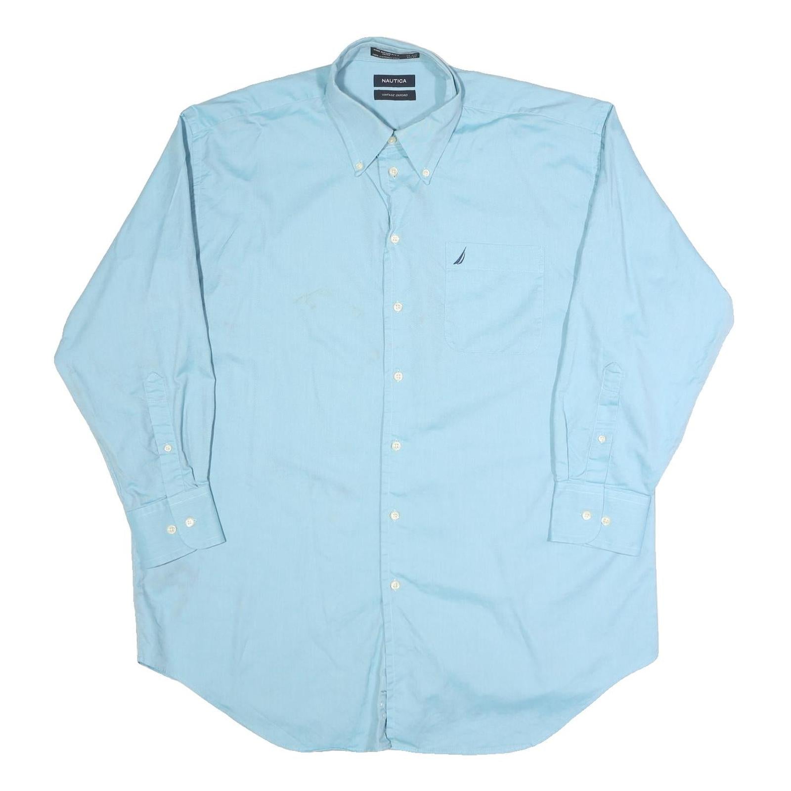 NAUTICA Mens Blue Button-Down Collar Long Sleeve Shirt XL Polyester Blend Casual Refurbished - N/A refurbished available on Cerqular