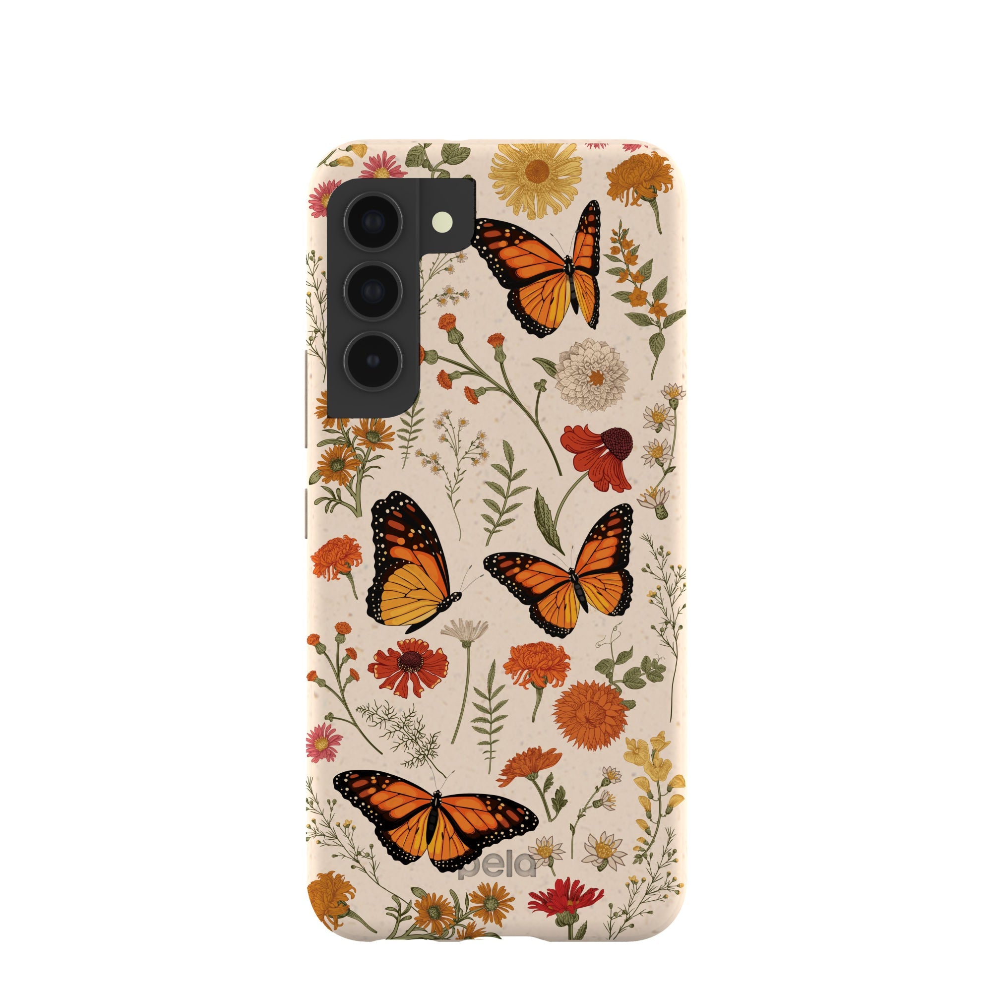 Seashell Monarch Butterfly Samsung Galaxy S22 Case Refurbished - Pela Case refurbished available on Cerqular