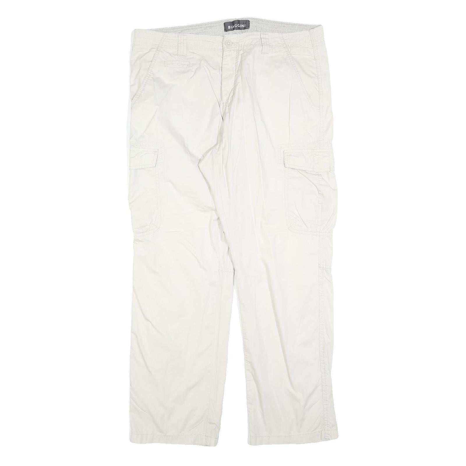 BIAGGINI Womens White Regular Fit Casual Trousers W36 L30 Polyester Blend Zip Refurbished - N/A refurbished available on Cerqular