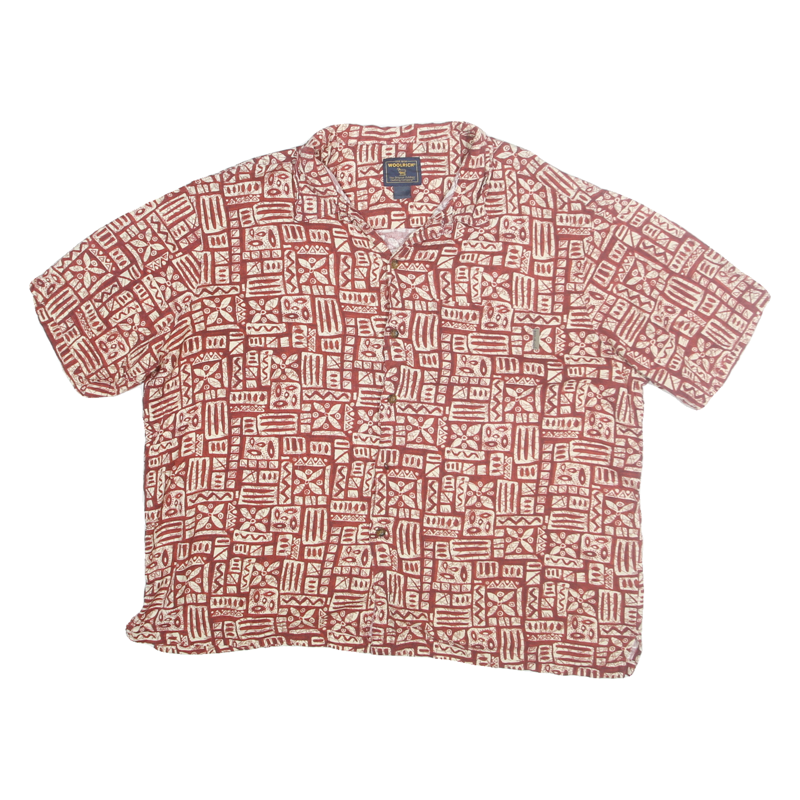 WOOLRICH Mens Rust & Cream Pattern Cotton Blend Shirt 2XL Casual Summer Button Refurbished - N/A refurbished available on Cerqular