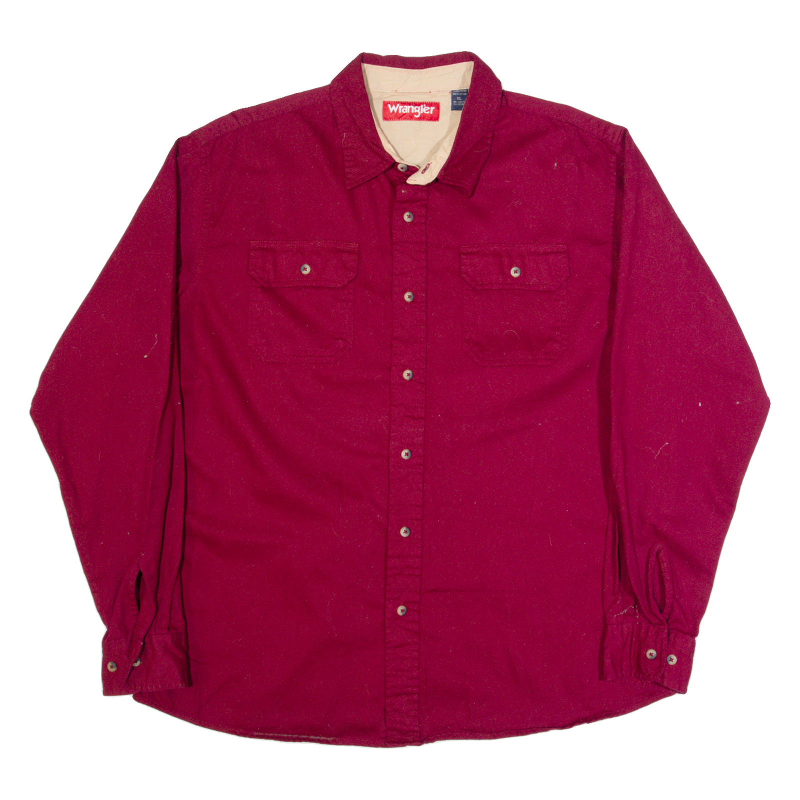 WRANGLER Mens Plain Shirt Red Long Sleeve XL Refurbished - N/A refurbished available on Cerqular