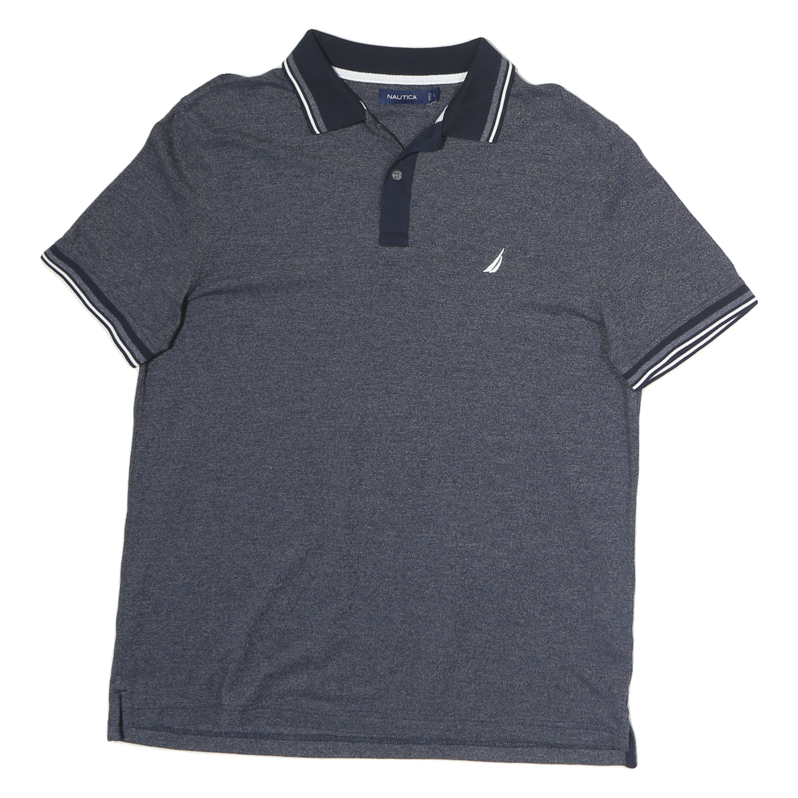 NAUTICA Mens Blue Polo Shirt Short Sleeve Plain L Classic Cotton Summer Refurbished - N/A refurbished available on Cerqular
