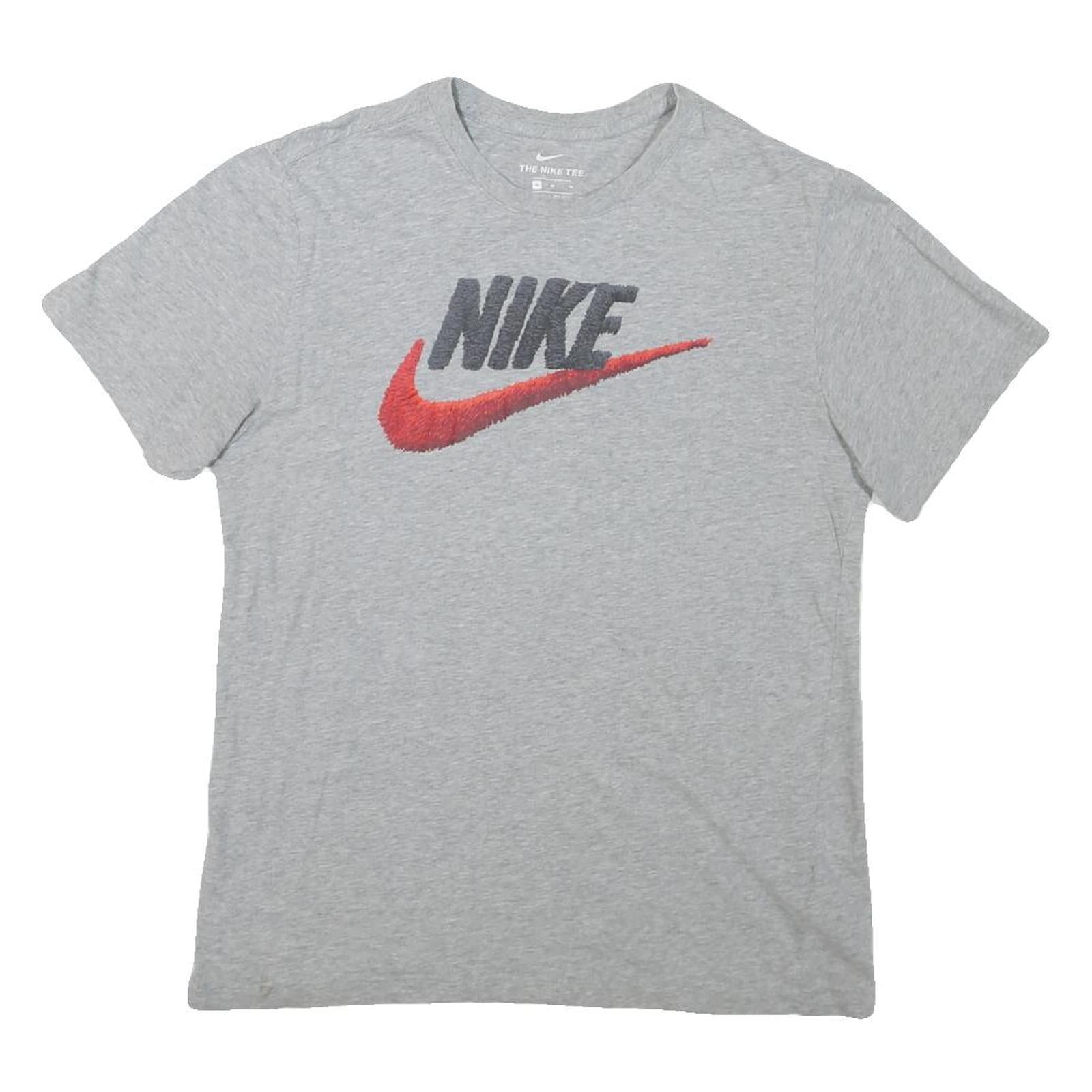 NIKE Mens Grey & Red Graphic T-Shirt M Short Sleeve Crew Neck Casual Cotton Refurbished - N/A refurbished available on Cerqular
