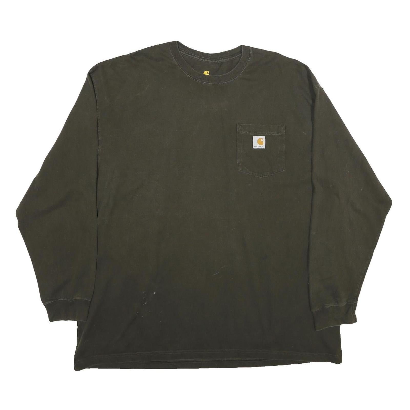 CARHARTT Mens Black & Yellow Long Sleeve Crew Neck T-Shirt 2XL Cotton Workwear Refurbished - N/A refurbished available on Cerqular