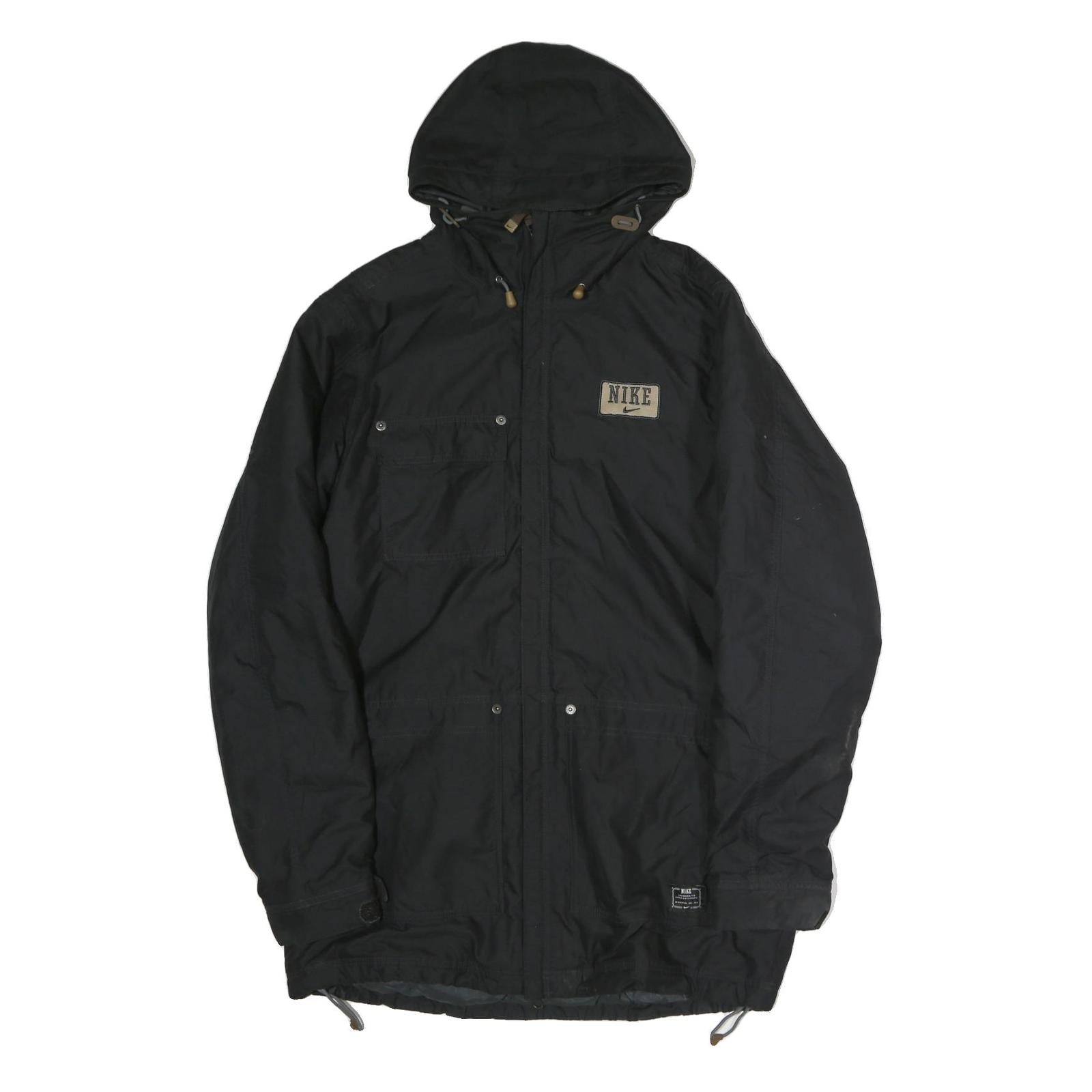 NIKE Mens Black Outdoor Jacket L Polyester Zip Hooded Plain Casual Sportswear Refurbished - N/A refurbished available on Cerqular
