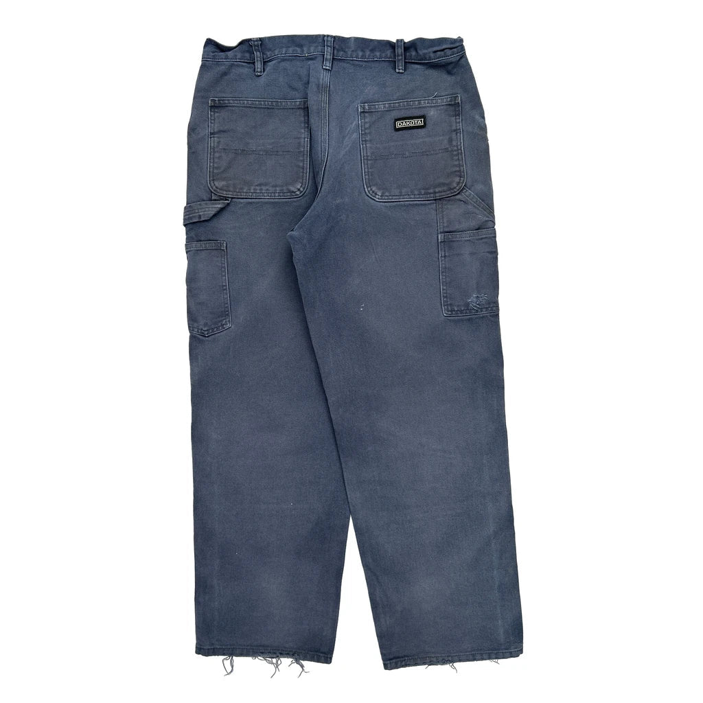 Dakota Grizzly Double Knee Carpenter Trousers - 34W 30L Blue Cotton Refurbished - Thrifted (note: this is a term often used to describe second- refurbished available on Cerqular