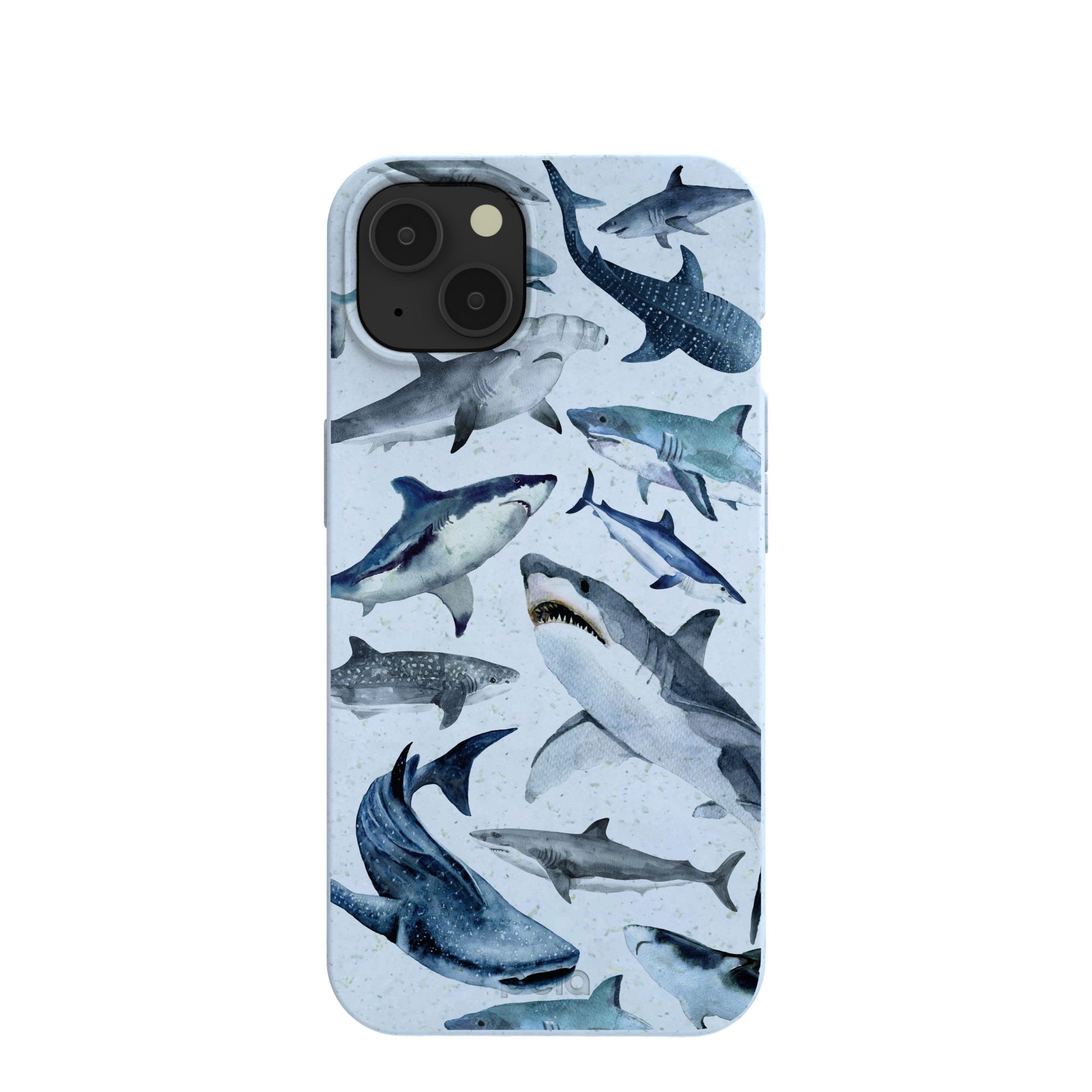 Powder Blue Sharks iPhone 13 Case Refurbished - Pela Case refurbished available on Cerqular