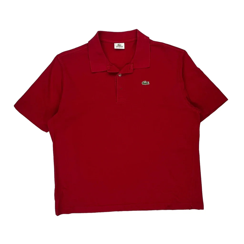 Lacoste Polo Shirt - 2XL Red Cotton Refurbished - Thrifted (note: this is a term often used to describe second- refurbished available on Cerqular