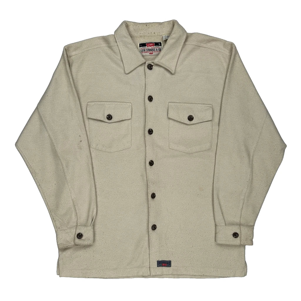 Levis Shirt - Large Beige Cotton Blend Refurbished - Thrifted (note: this is a term often used to describe second- refurbished available on Cerqular
