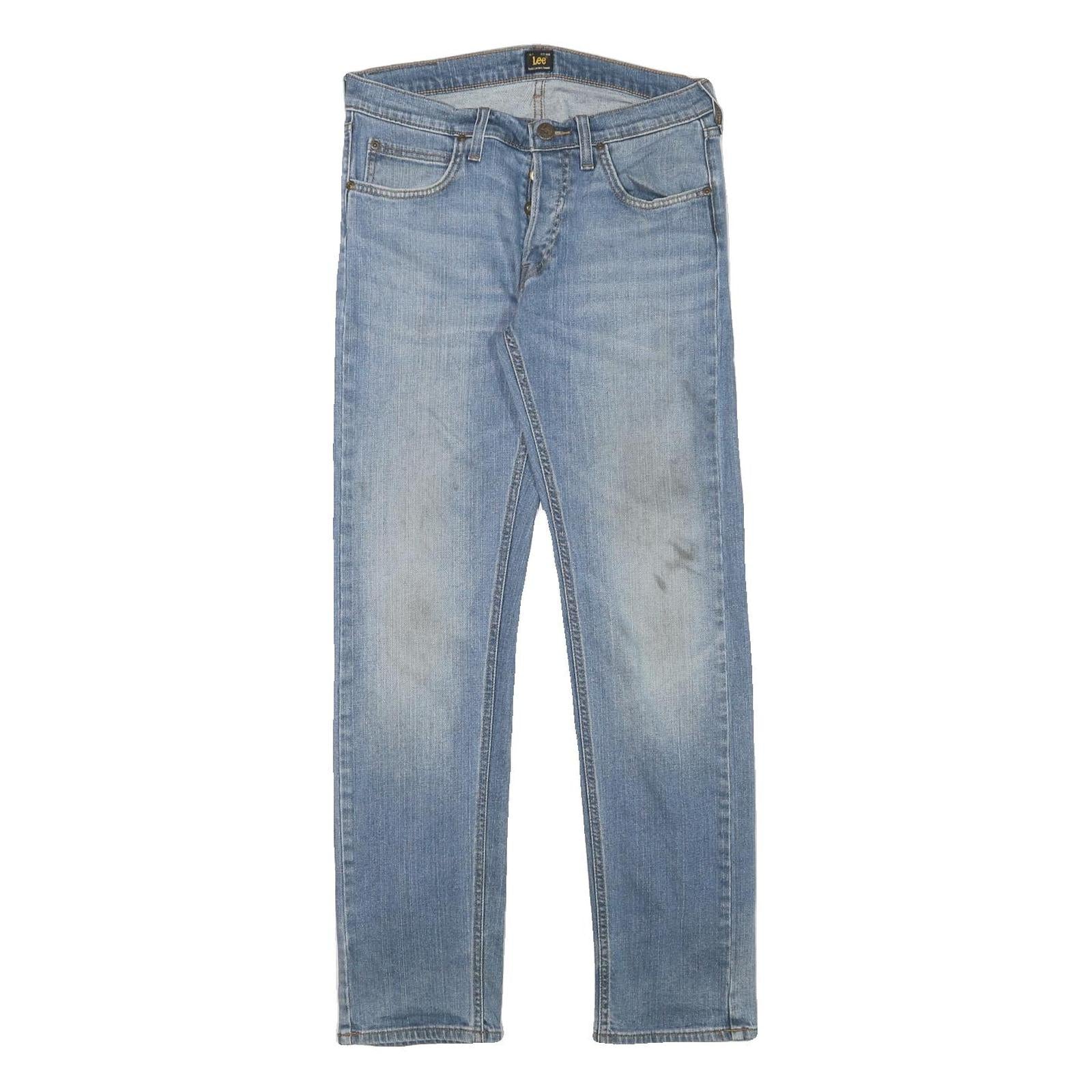 LEE Mens Light Blue Regular Fit Straight Denim Jeans W30 L30 Button Closure Refurbished - N/A refurbished available on Cerqular