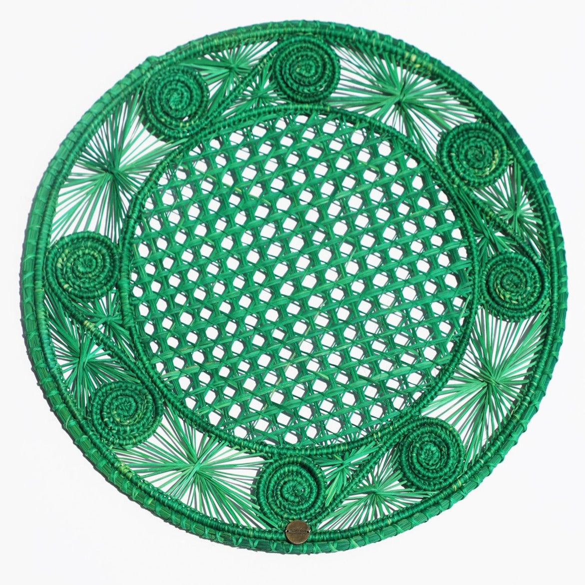 Caracoli Green Placemat - Made of Natural Palm | Primary color: Green Refurbished - Apalma Handmade refurbished available on Cerqular