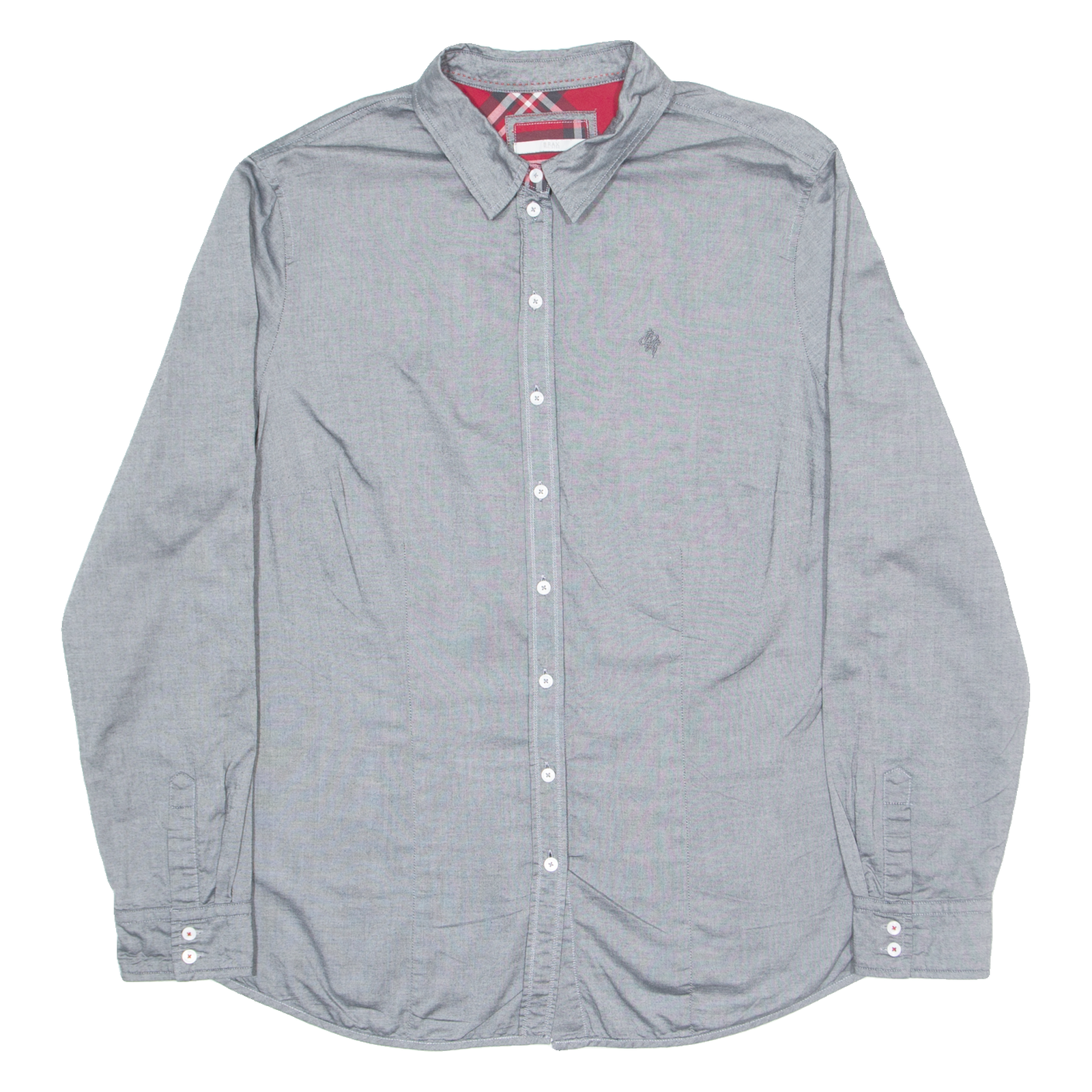 BRAX Mens Plain Shirt Grey Long Sleeve L Refurbished - N/A refurbished available on Cerqular