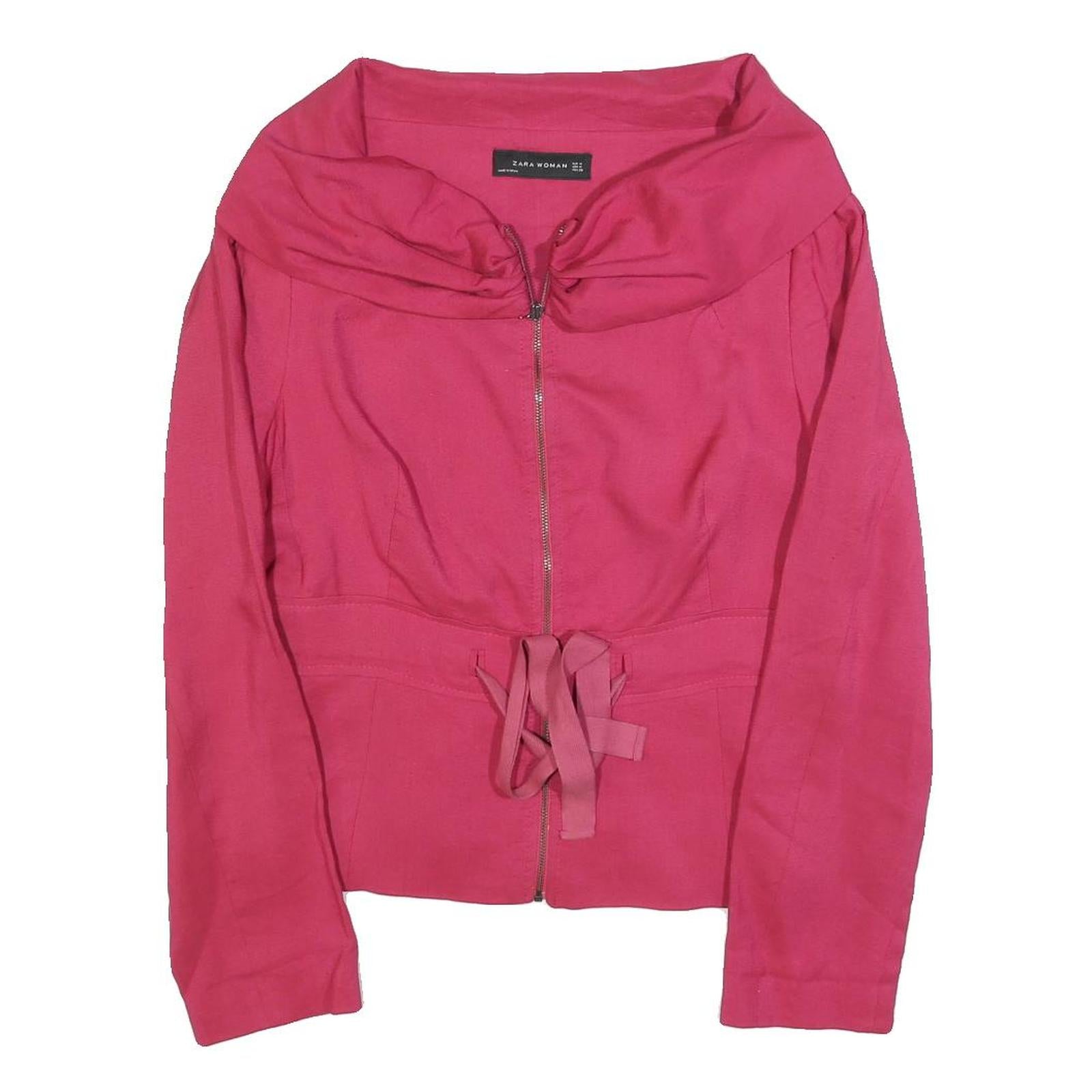 ZARA WOMAN Womens Pink Jacket M Polyester Blend Zip Plain Stylish Drawstring Refurbished - N/A refurbished available on Cerqular
