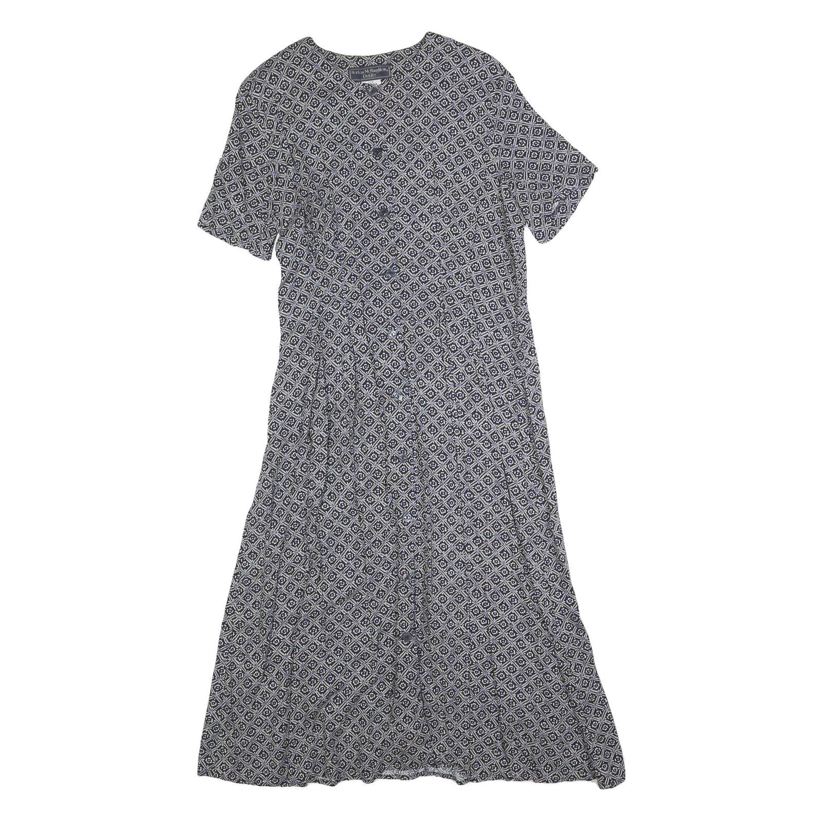 NORTON MCNAUGHTON Womens Blue & White Geometric Day Dress Polyester Short Sleeve Refurbished - N/A refurbished available on Cerqular