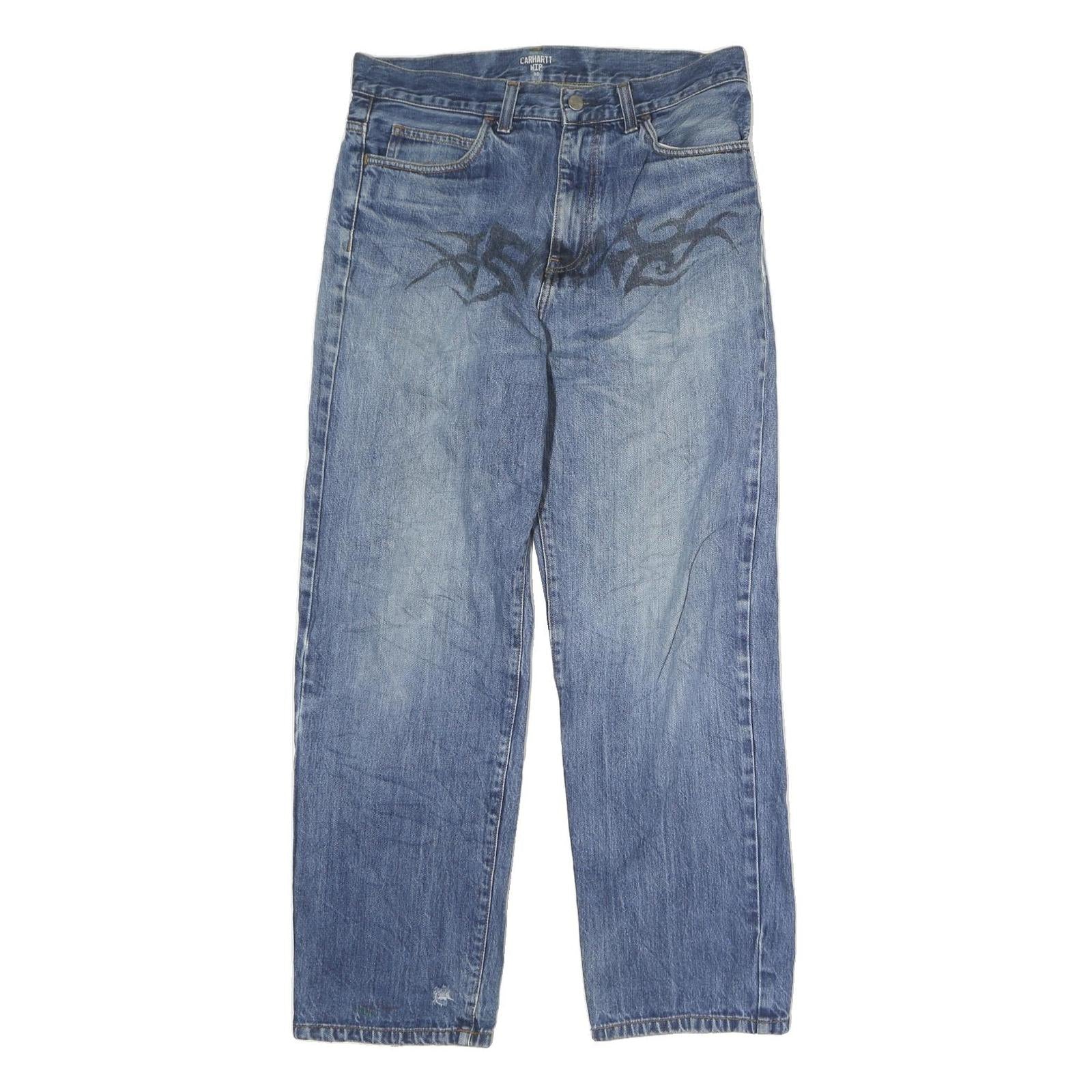 CARHARTT WIP Mens Relaxed Blue Denim Light W32 L32 Cotton Jeans Zip Refurbished - N/A refurbished available on Cerqular