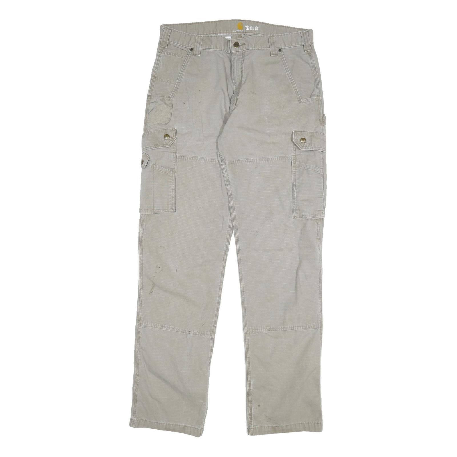 CARHARTT Mens Cotton Blend Beige Relaxed Fit Straight Leg Trousers W36 L36 Refurbished - N/A refurbished available on Cerqular
