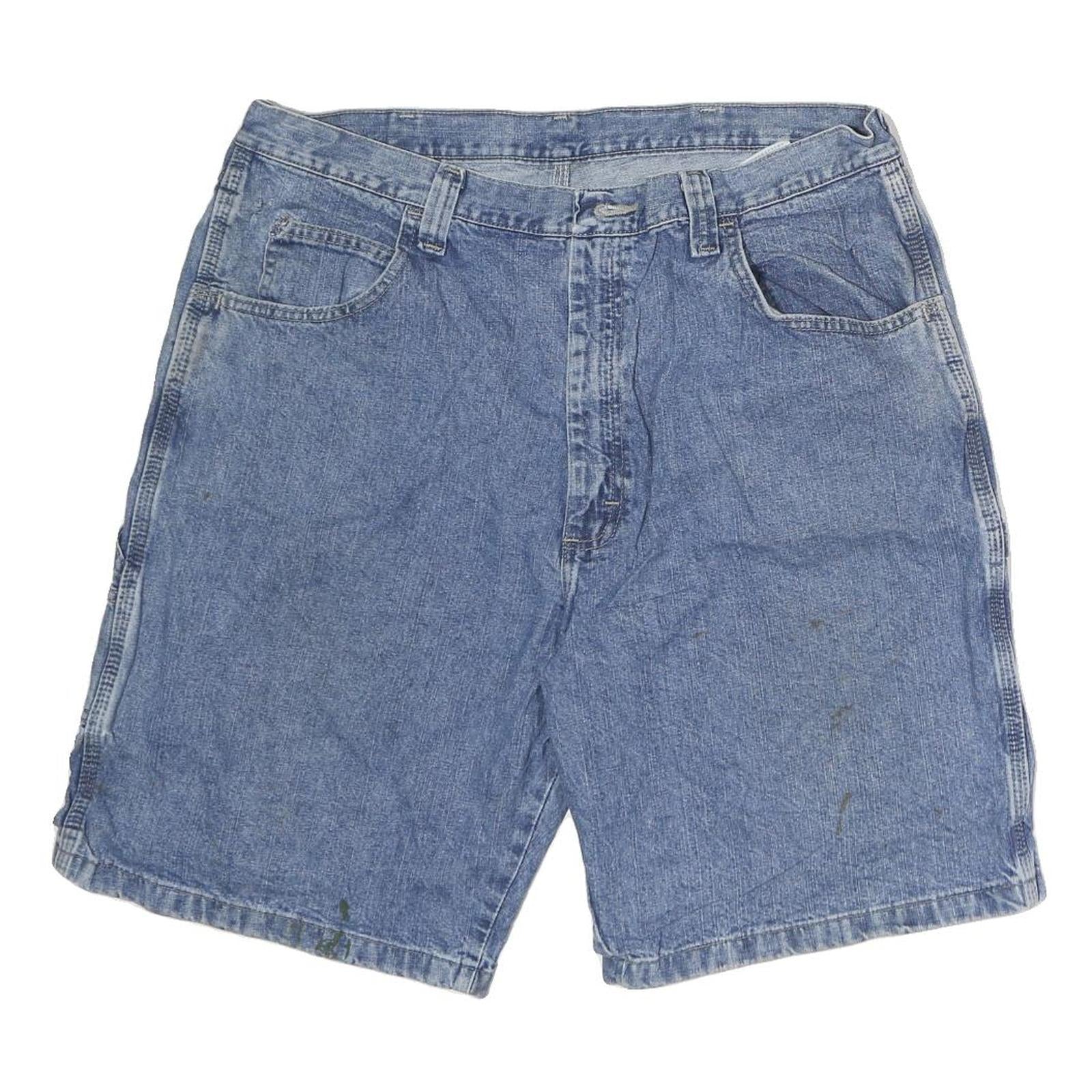 WRANGLER Mens Denim Blue Casual Shorts L W38 Cotton Workwear Loose Fit Button Refurbished - N/A refurbished available on Cerqular